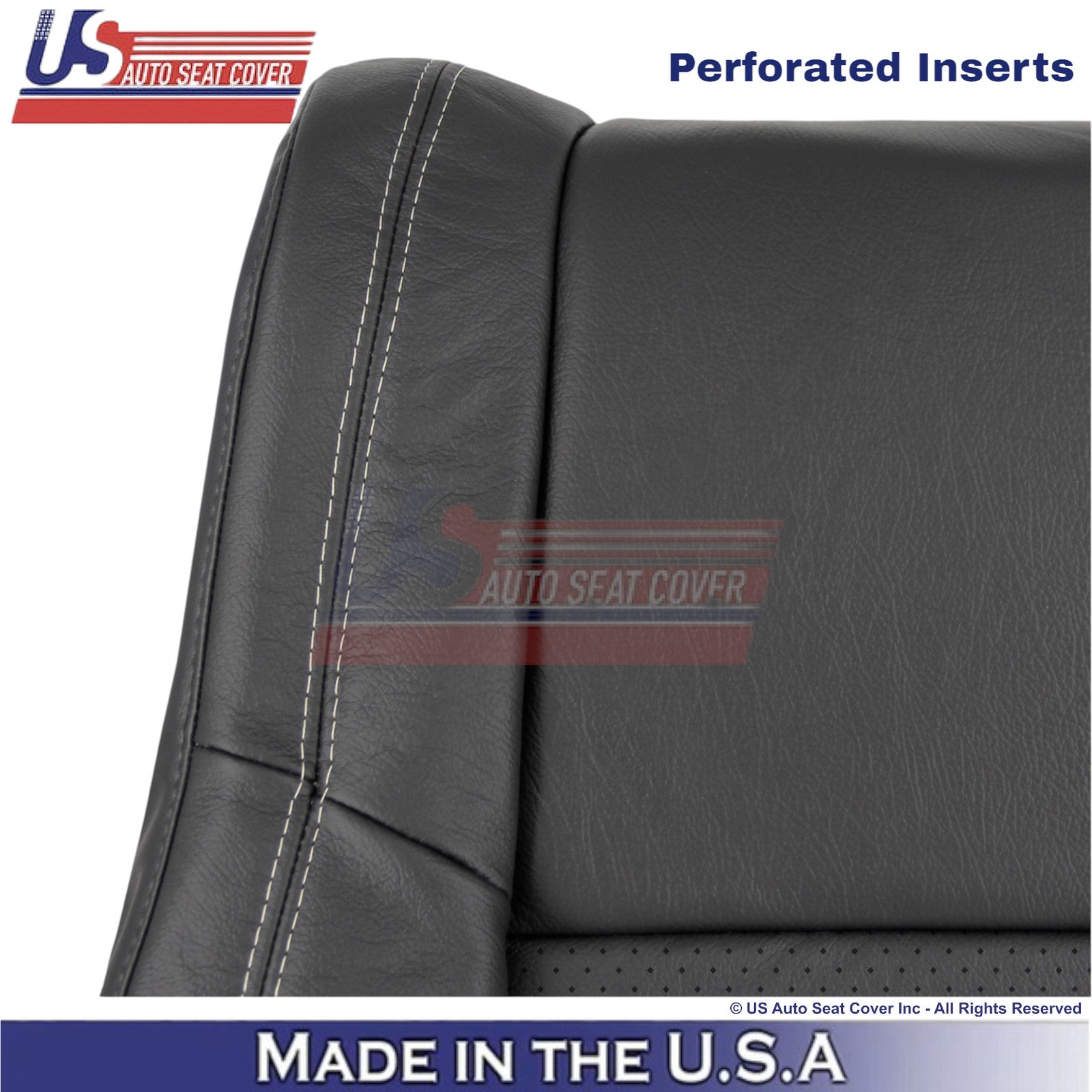 2011-2025 For Dodge Durango Genuine Leather Front Covers Black w/ White Stitch
