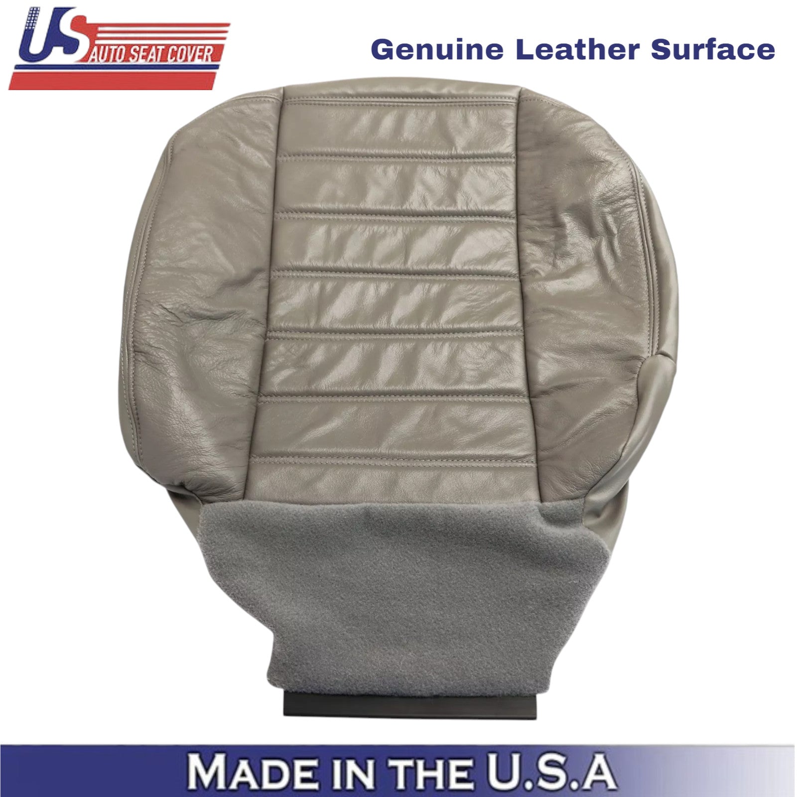 2003-2007 For Hummer H2 Genuine Leather Driver Bottom Seat Cover Wheat Gray