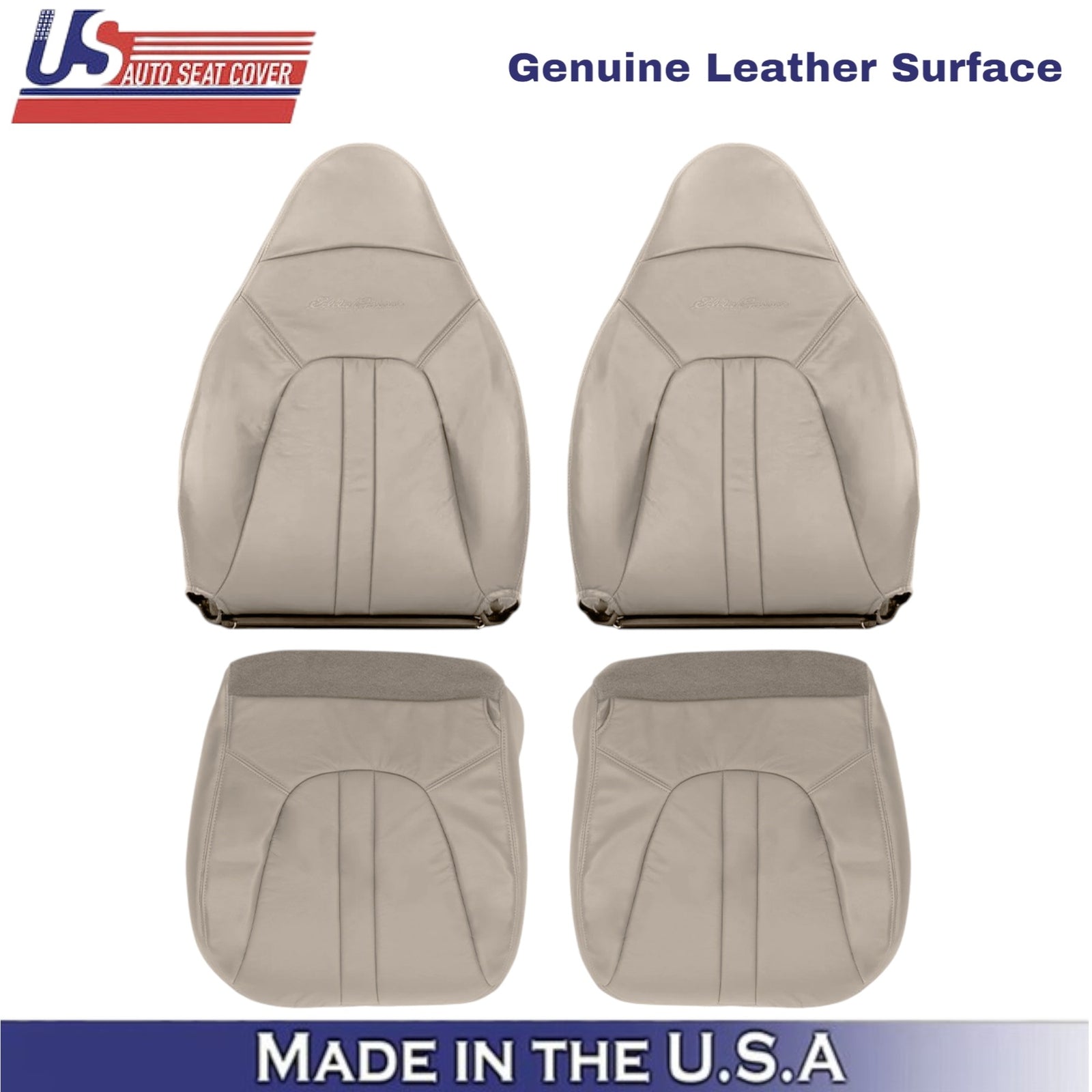 1997-1999 For Ford Expedition Eddie Bauer Leather Front Seat Covers Prairie Tan
