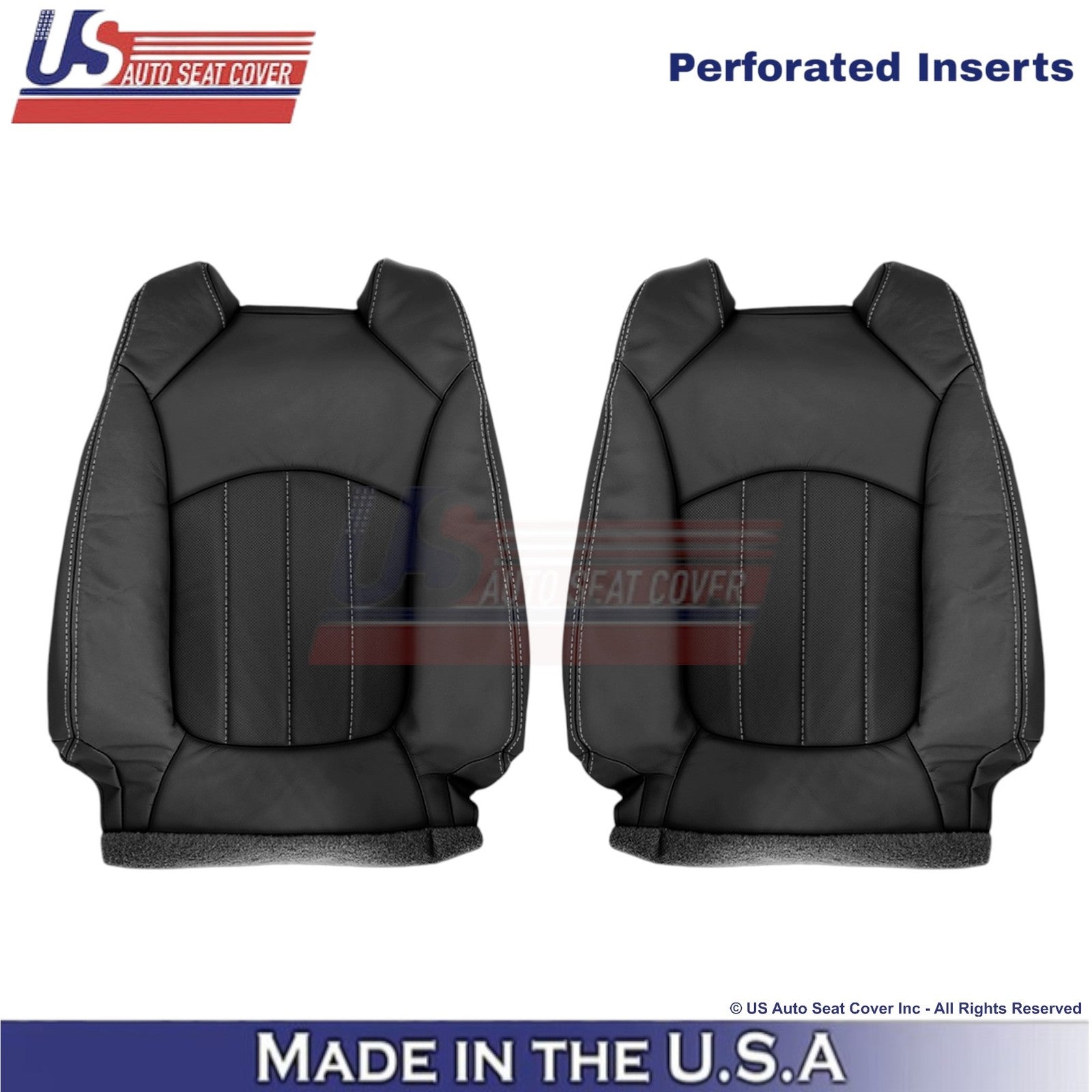 2013-2017 Fits Chevy Traverse Leatherette Perforated Front Seat Covers Ebony