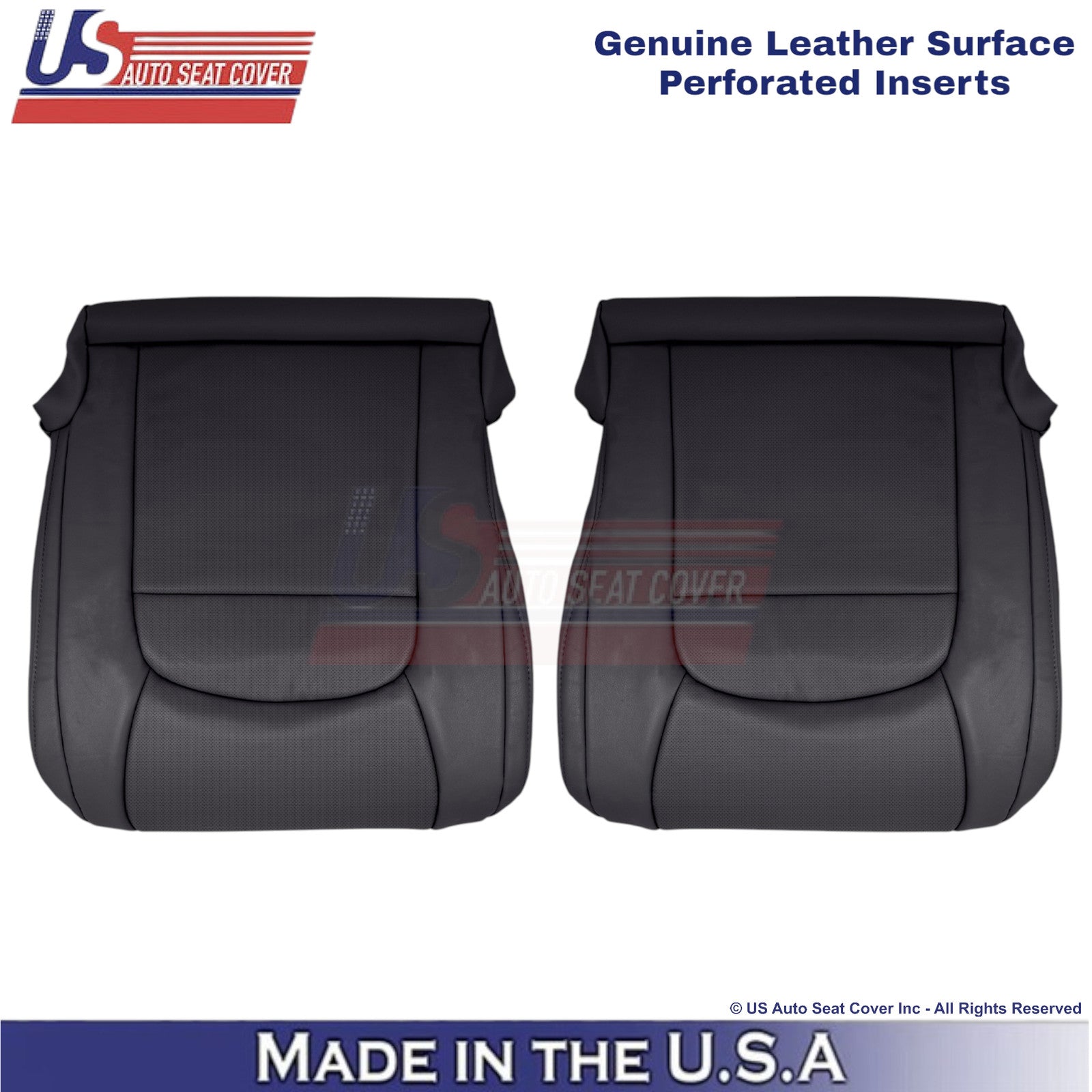 2008-2021 For Toyota Land Cruiser Genuine Leather Perf Front Bottom Covers Black