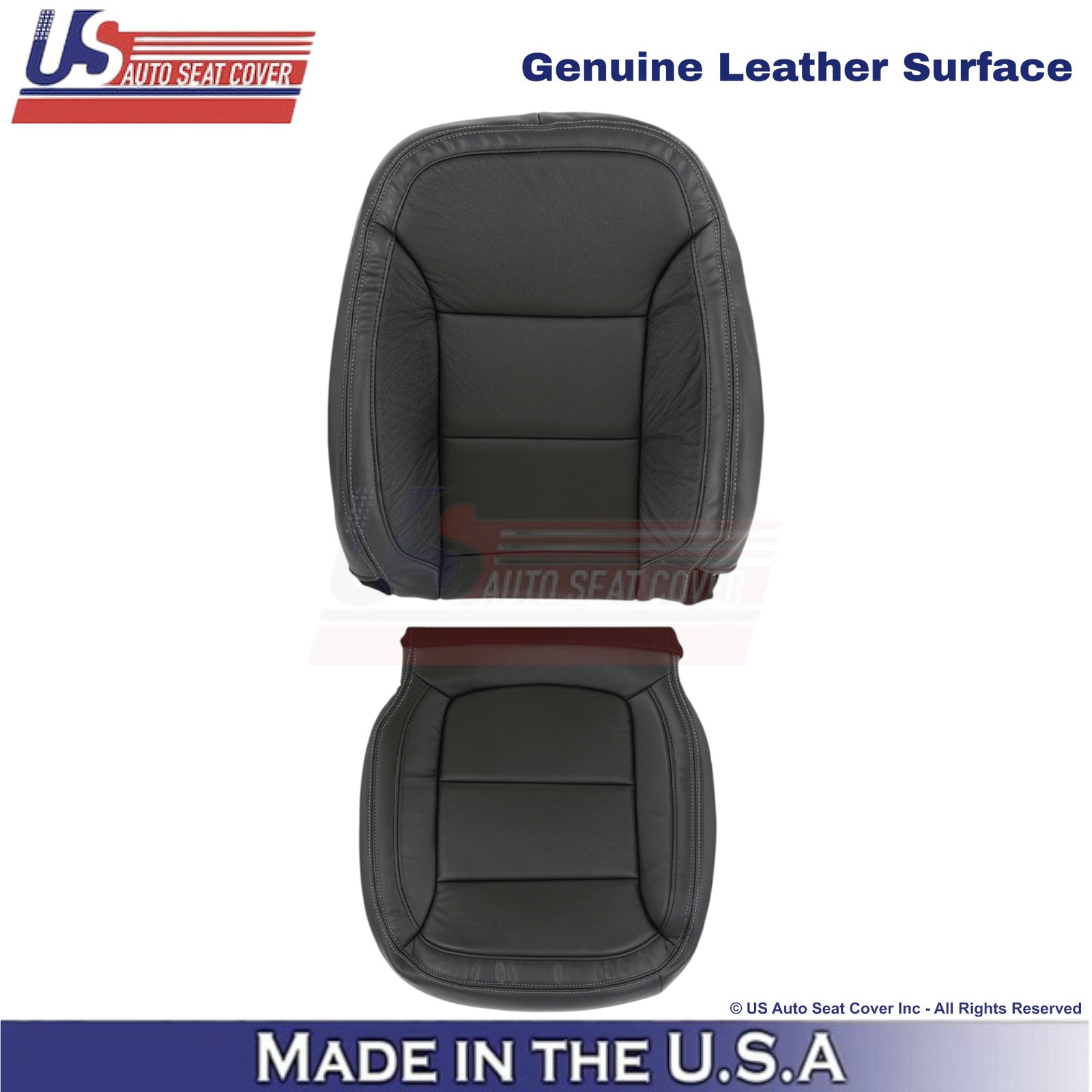 2013-2015 For Chevy Malibu Genuine Leather Driver Side Covers Black w/white Stch