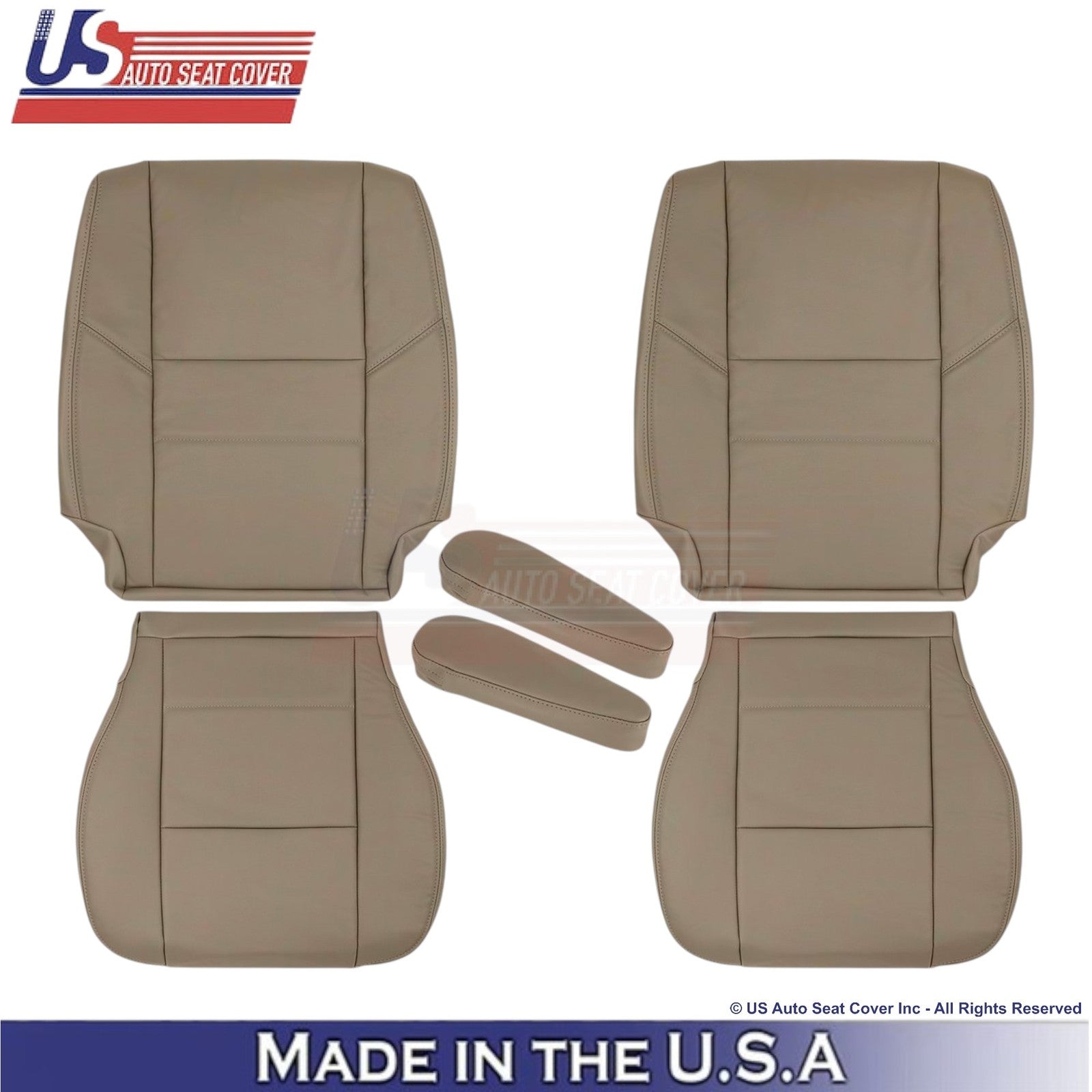 2001-2007 Fits Toyota Sequoia Leatherette Front w/Armrest Seat Covers Oak Tan