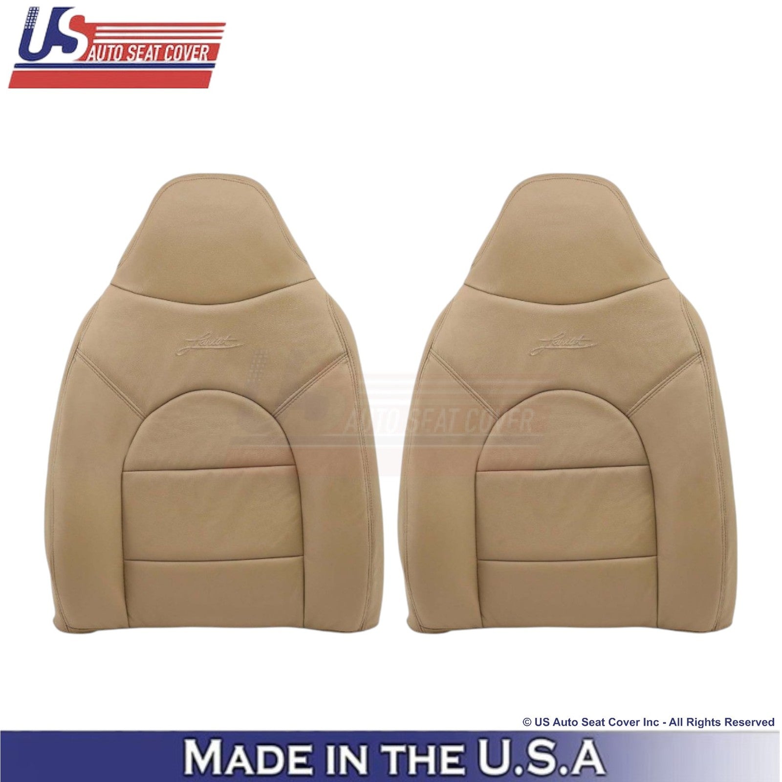 1998-2000 For Ford F250 Lariat Leatherette Front Top Seat Covers Prairie Tan