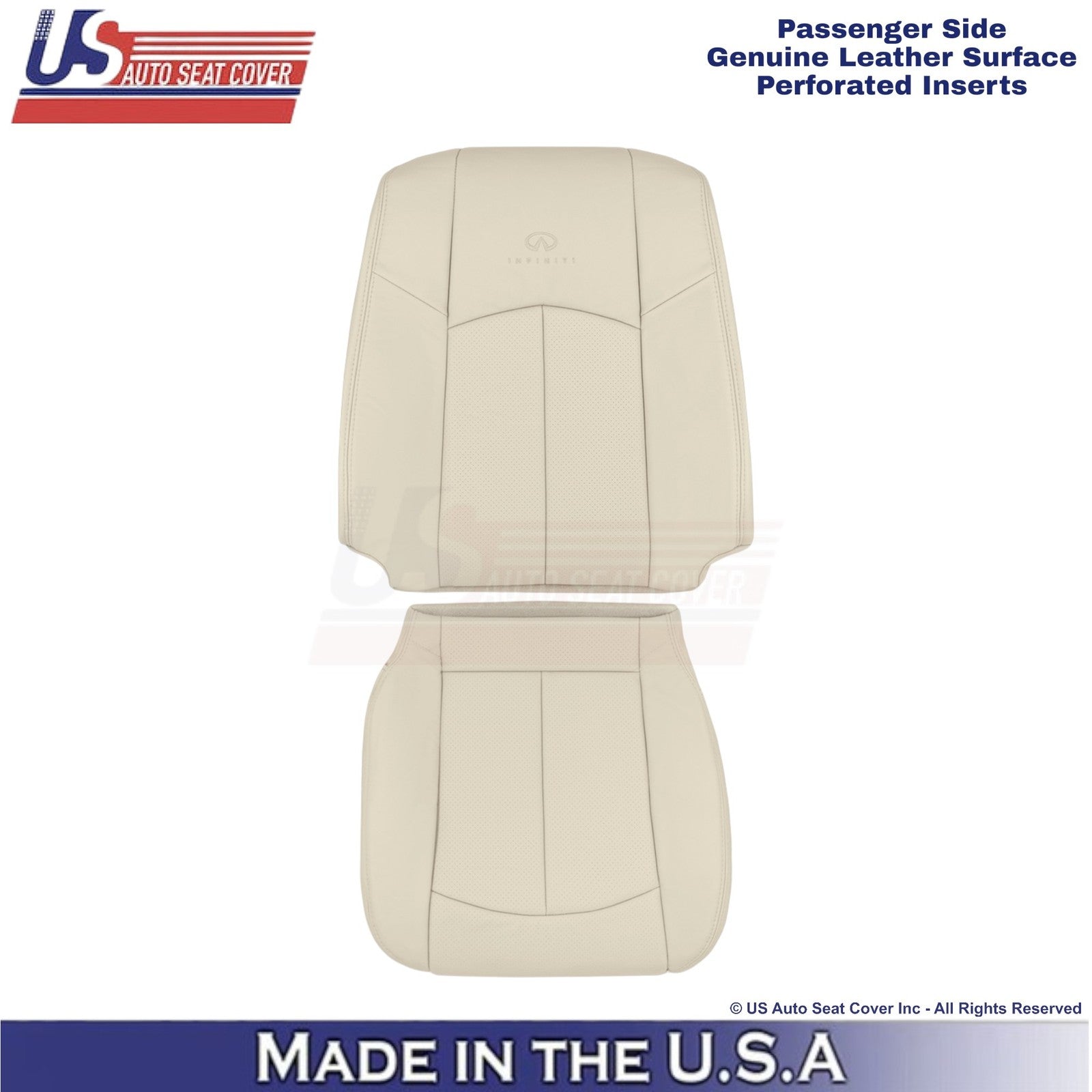2009-2013 Fits Infiniti G37 Genuine Leather Front Passenger Seat Covers Wheat