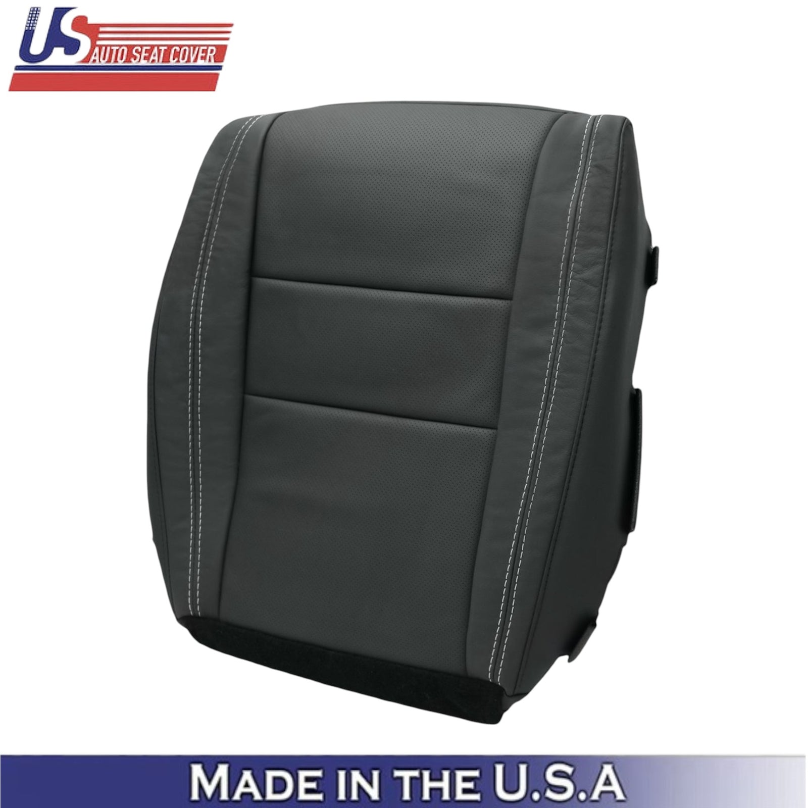 2011-2021 For Jeep Grand Cherokee Leather Front Bottom Covers Black-White Stitch