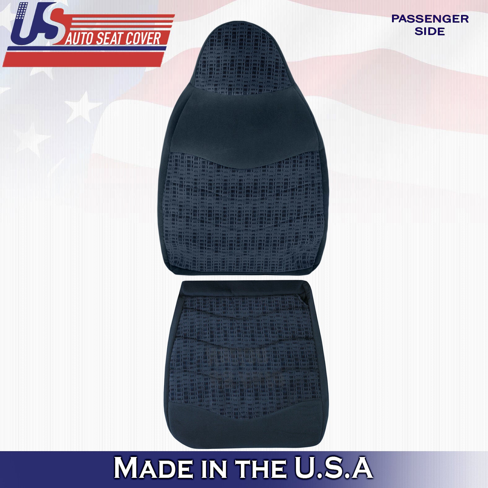 1999 For Ford F450 F550 XLT Passenger Side Top & Bottom Cloth Seat Covers Blue