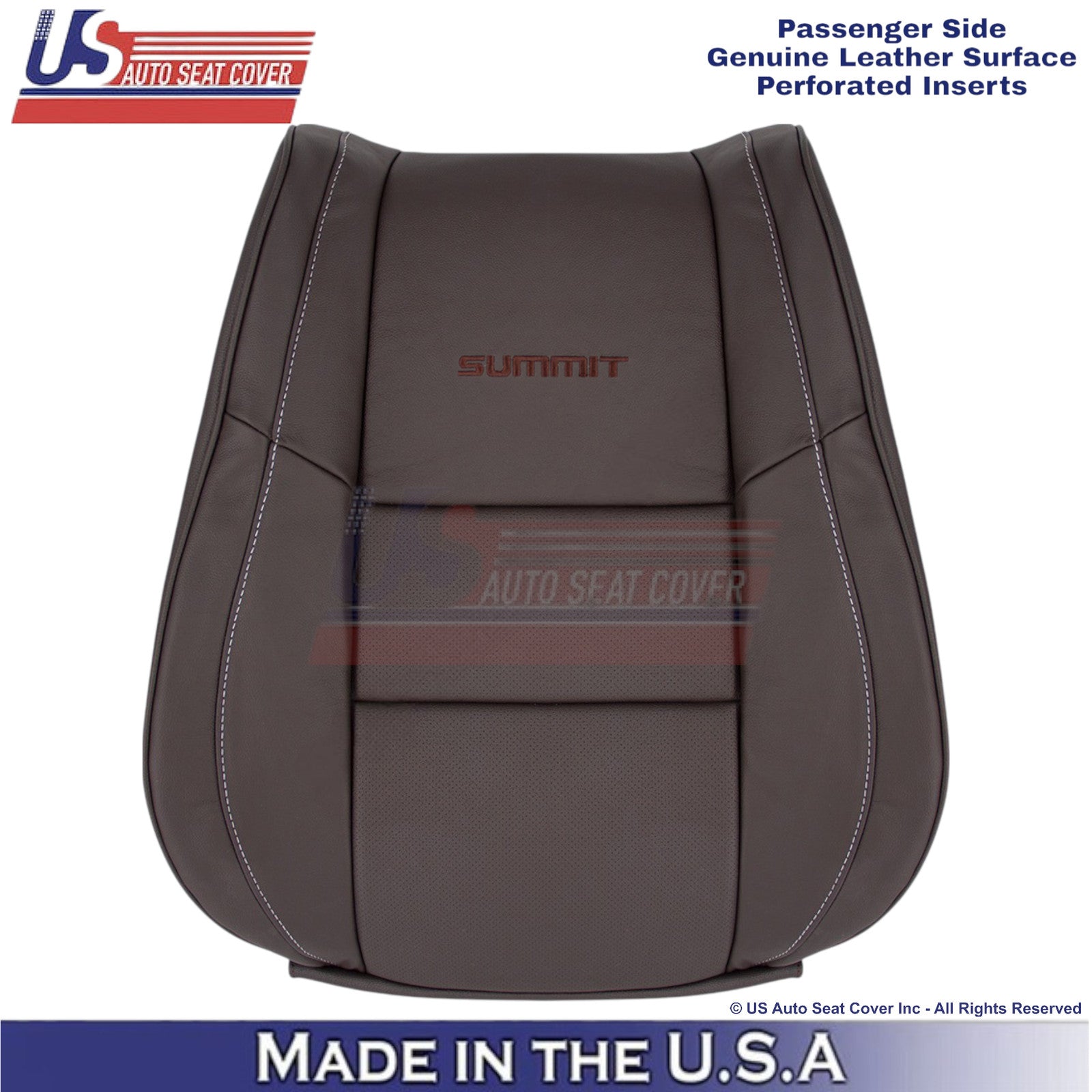 2011-2021 For Jeep Grand Cherokee Passenger Top Genuine Leather Seat Cover Brown