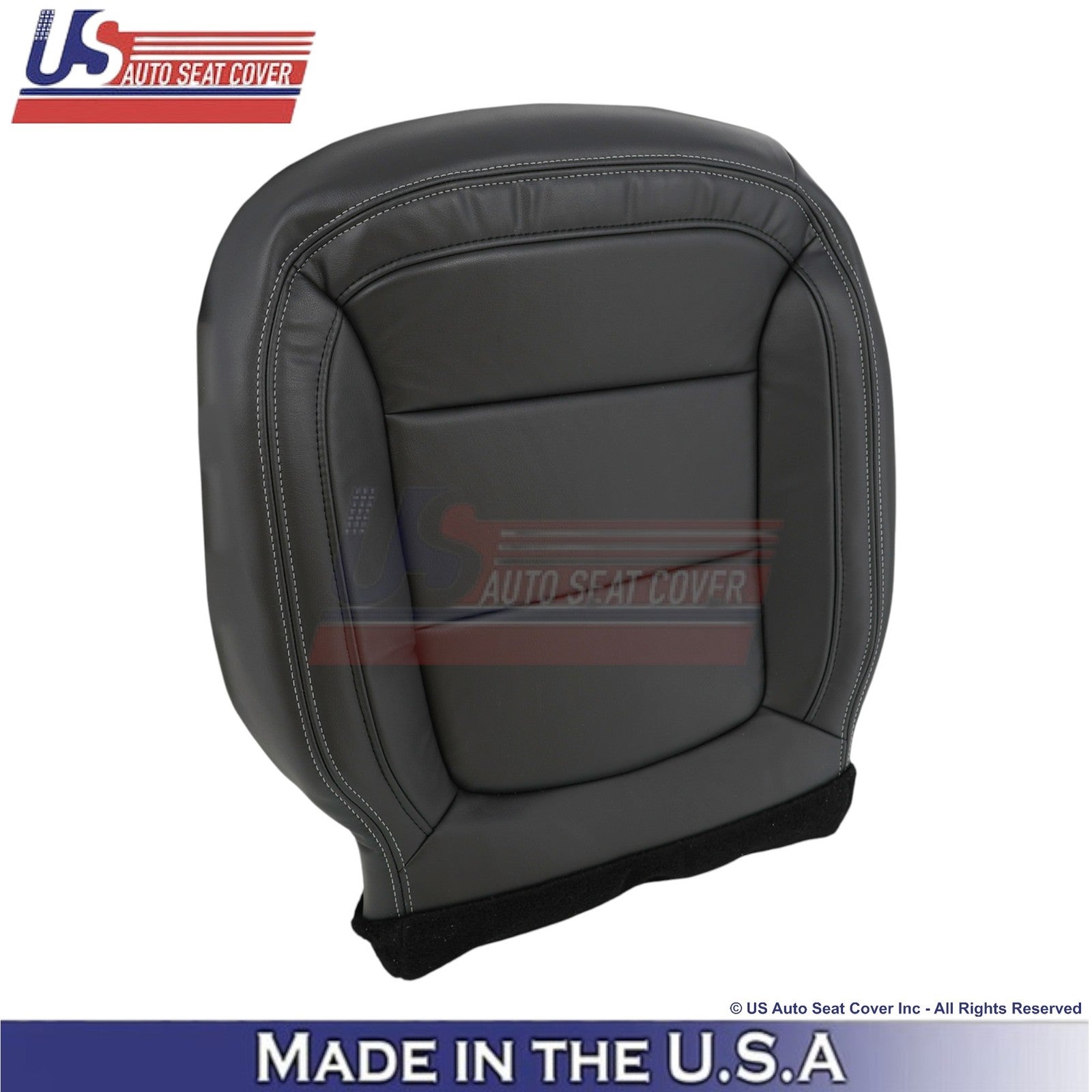 2013-15 For Chevy Malibu Genuine Leather Front Bottom Covers Black w/white Stch