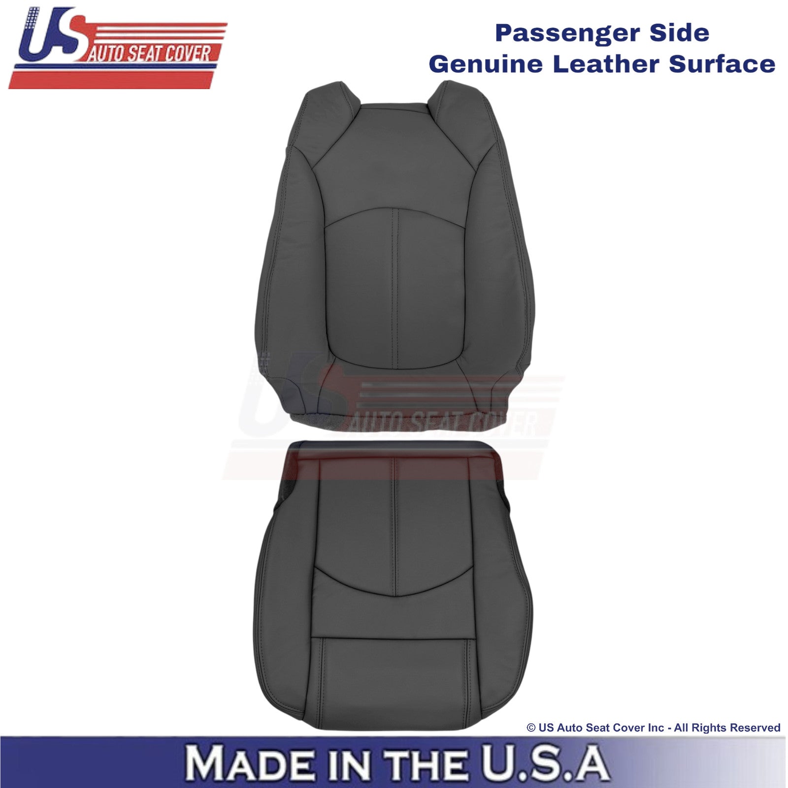 2013-2016 For GMC Acadia Genuine Leather Passenger Side Replacement Covers Ebony