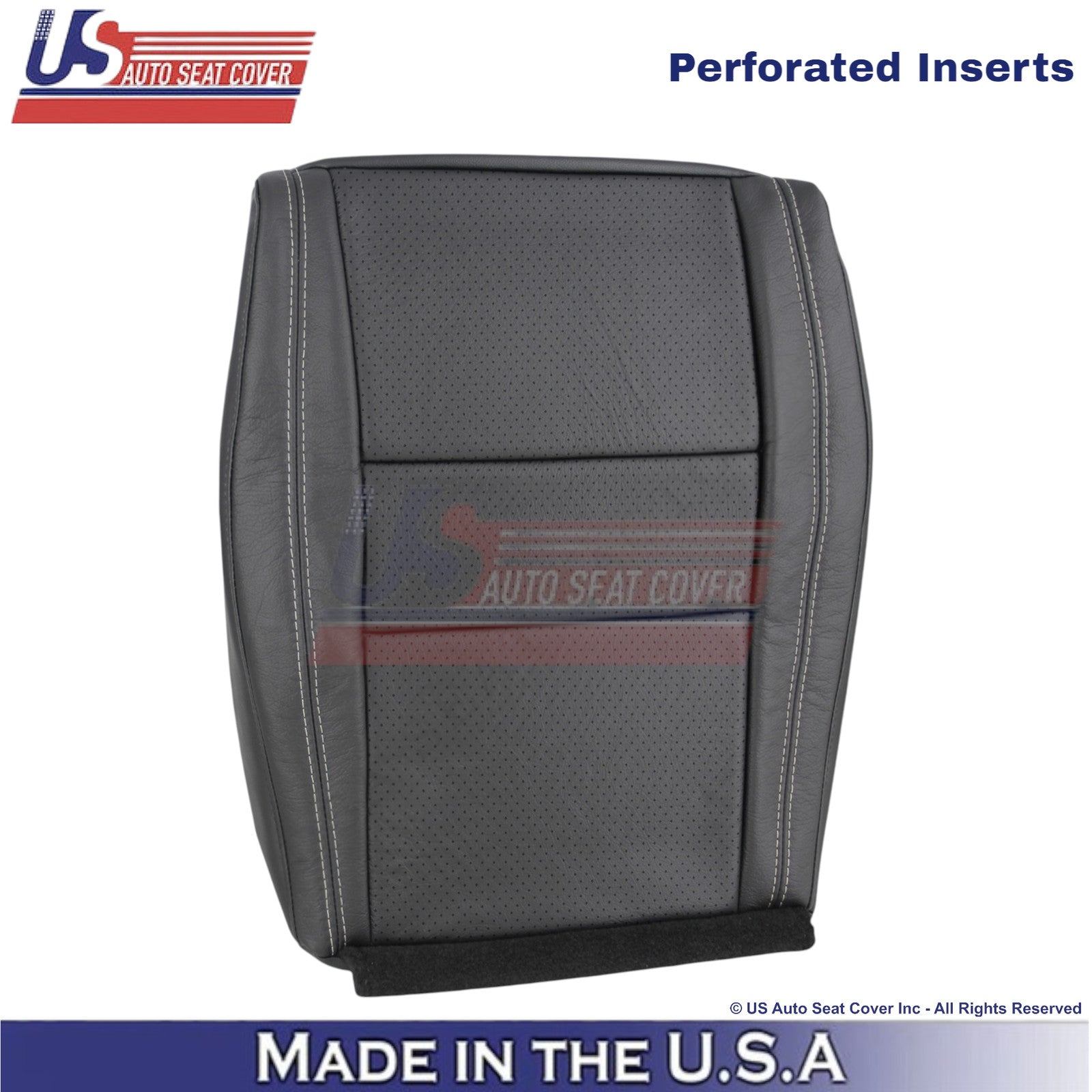 2011-2025 For Dodge Durango Leather Passenger Bottom Cover Black-White Stitch