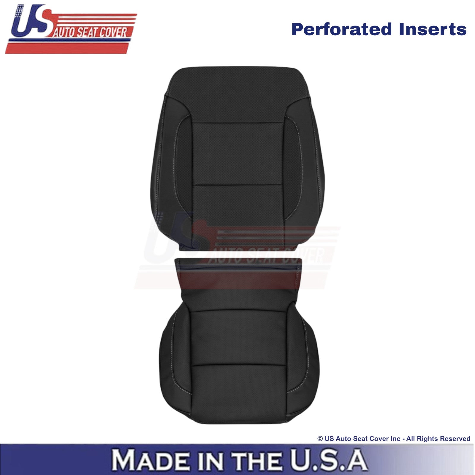 2015-2020 For Chevy Tahoe Leatherette Perf Front Driver Side Covers Jet Black