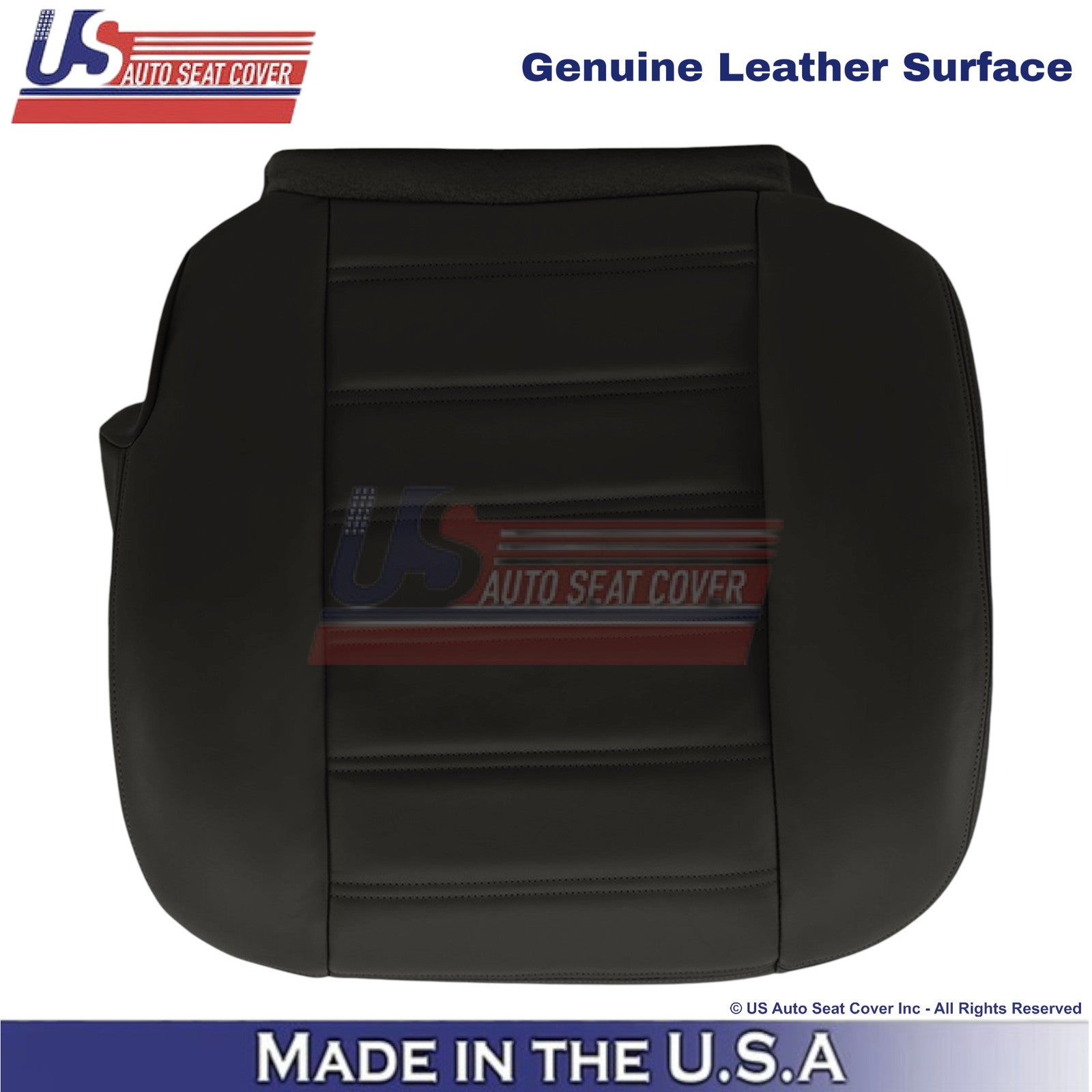 2003-2007 For Hummer H2 Genuine Leather Driver Bottom Seat Cover Ebony Black