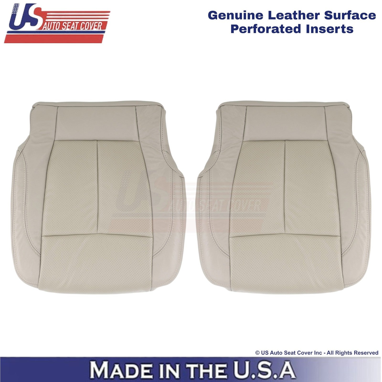 2018-2021 For Ford Expedition XLT Leather Perf Front Bottom Covers Gray