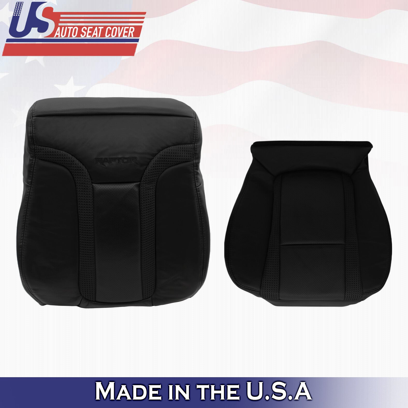 2010-2014 Ford F-150 Raptor SVT Front tops & Bottoms Leather seat covers Black
