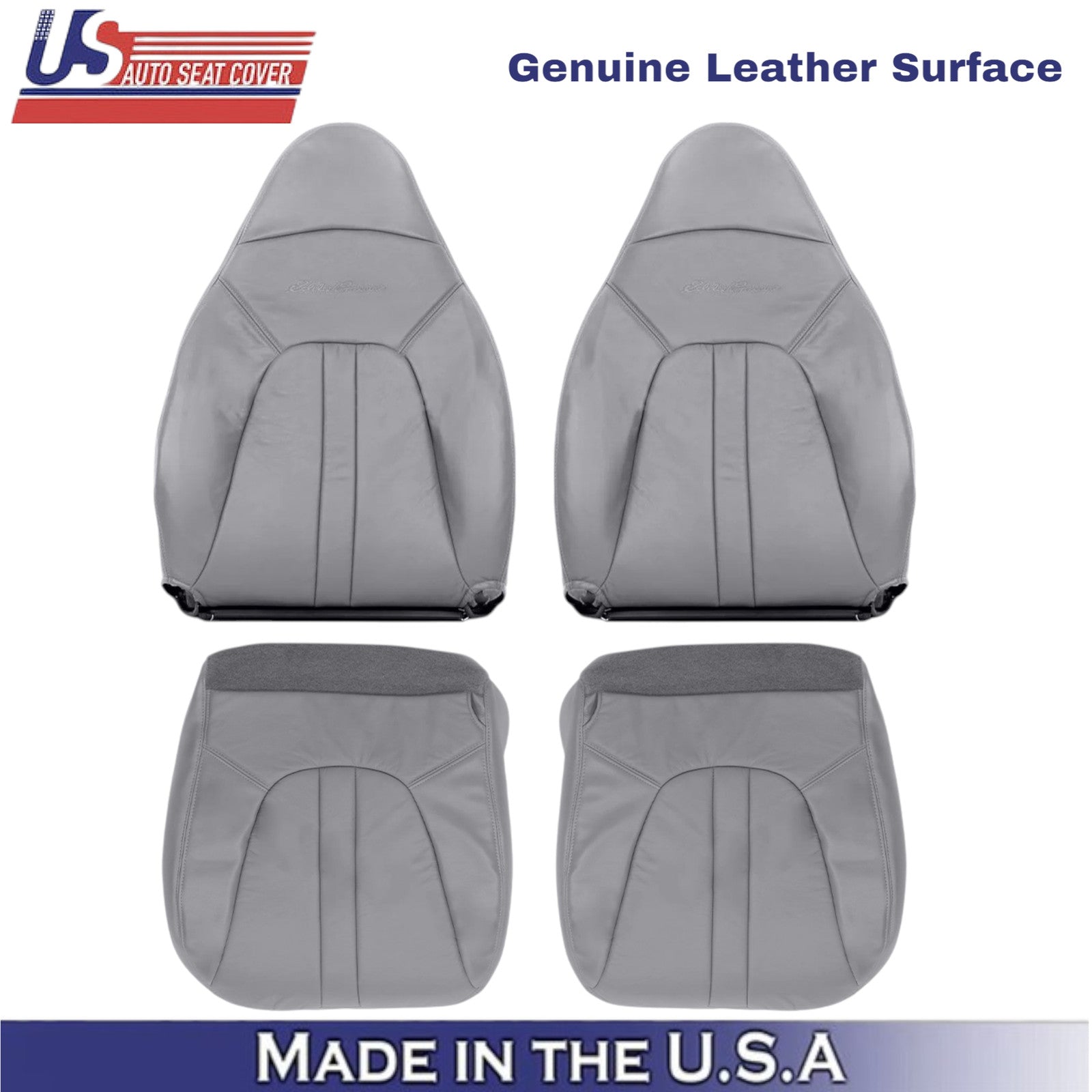 97-02 For Ford Expedition Eddie Bauer Leather Front Seat Covers Medium Graphite