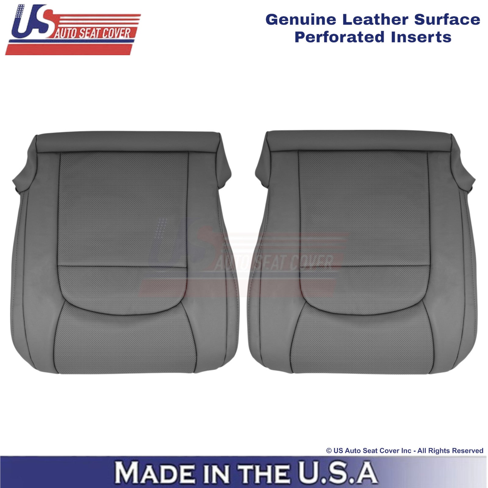 2008-2021 For Toyota Land Cruiser Genuine Leather Perf. Front Bottom Covers Gray