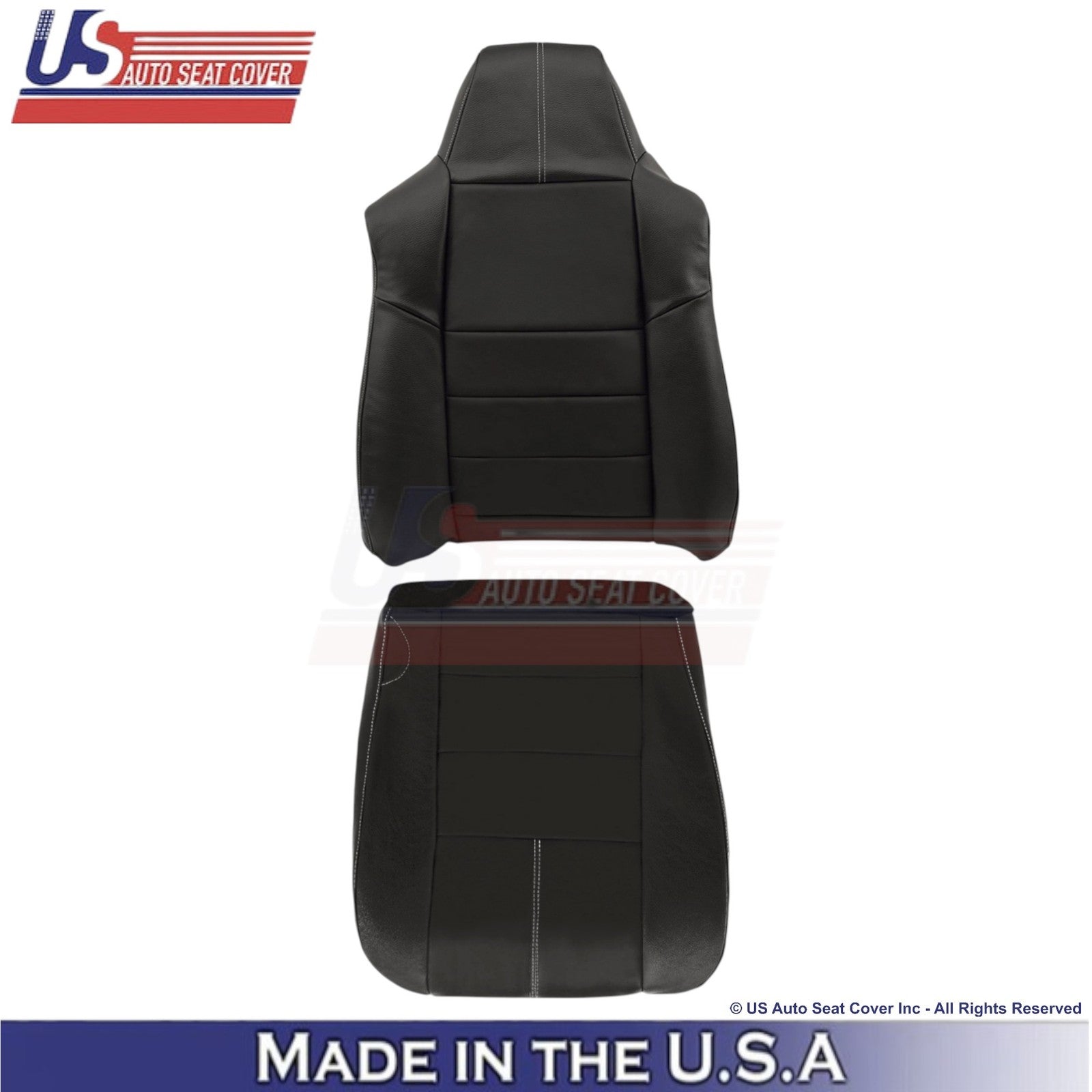 2008-2010 For Ford F250-550 FX4 Leatherette Driver Side Covers Blk/White stitch