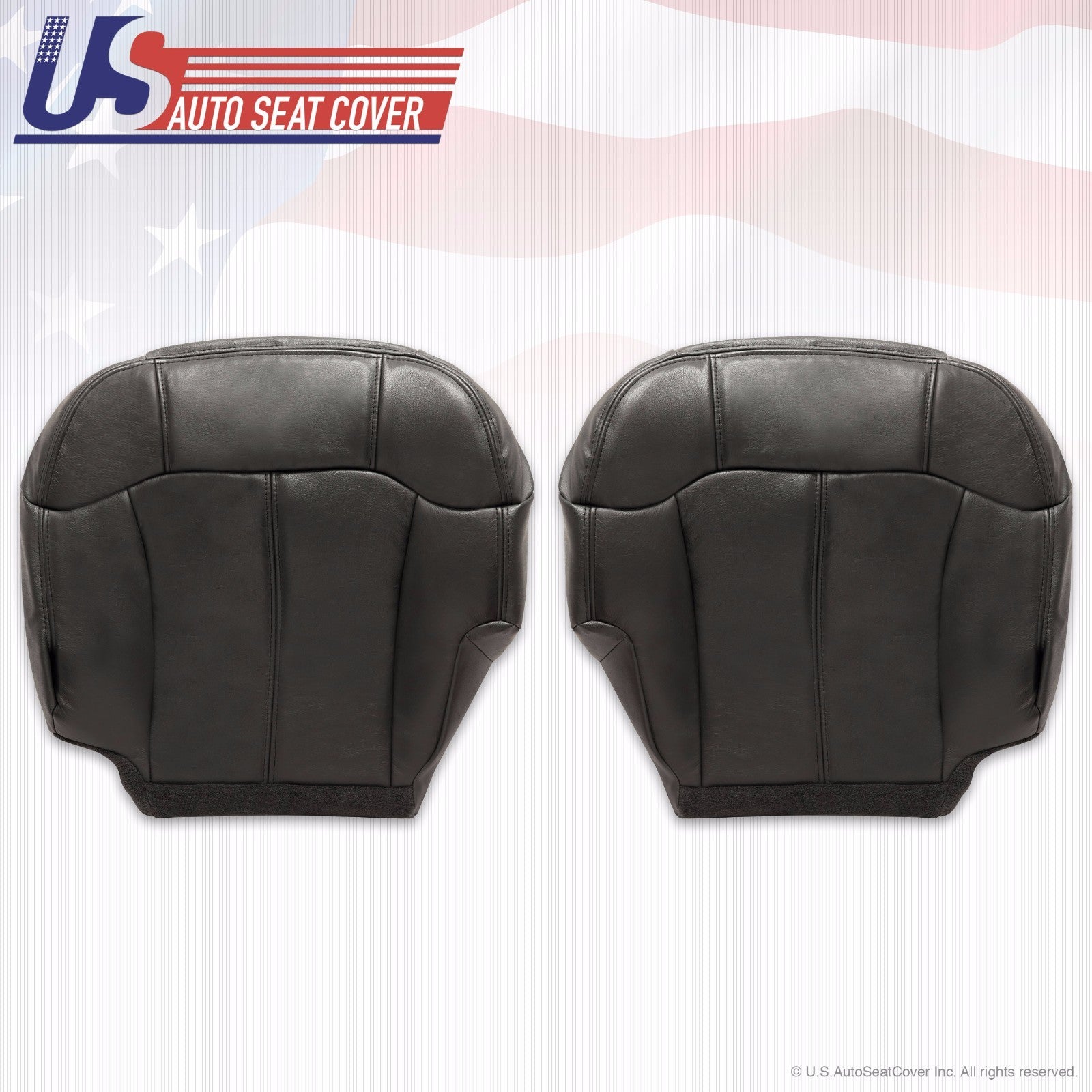 99 - 02 Chevy Silverado Driver & Passenger Bottom Leather Seat Covers Graphite