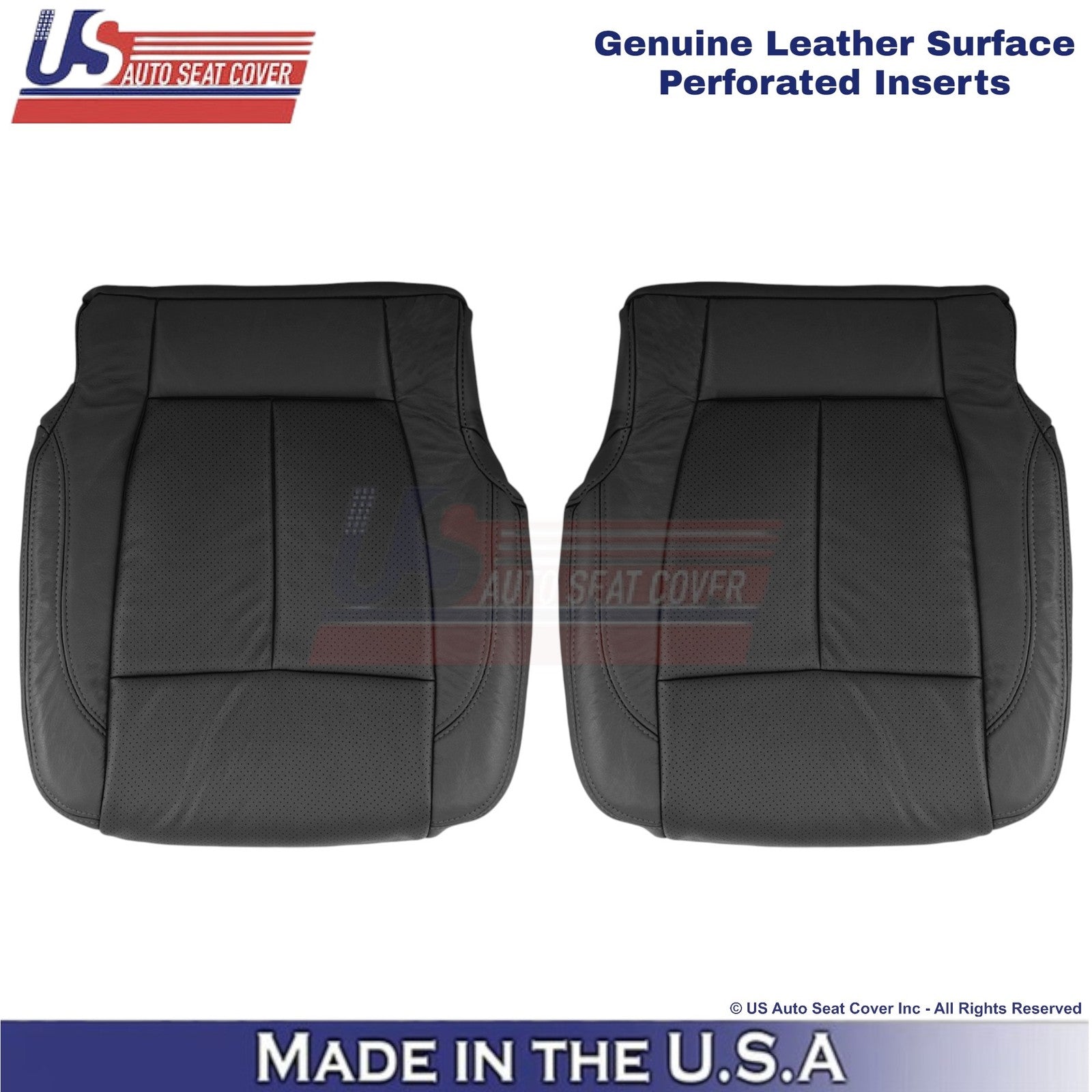 2018-2021 For Ford Expedition XLT Leather Perf Front Bottom Covers Ebony