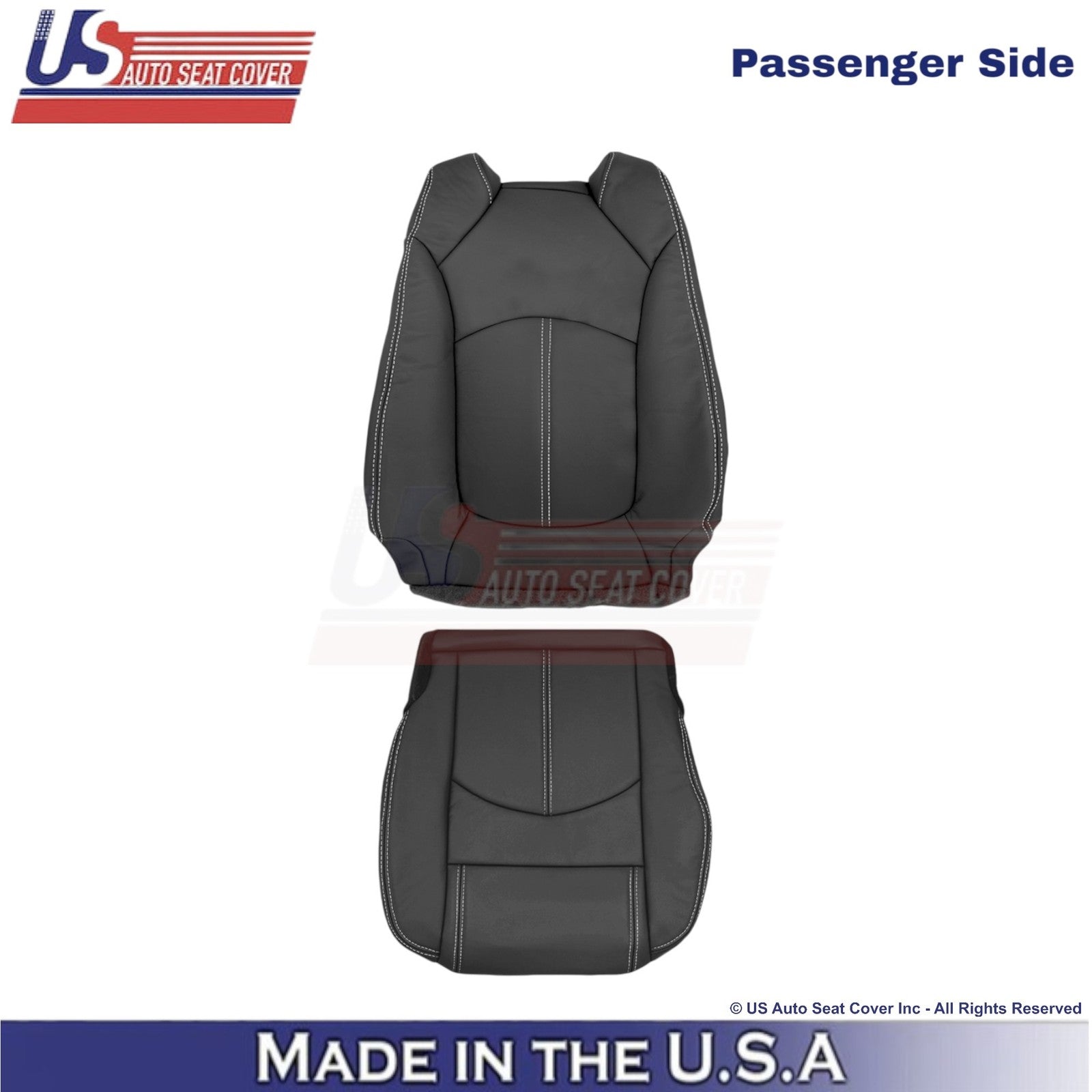 2013-2017 Fits Chevy Traverse Leatherette Passenger Side Covers Ebony-White Stch