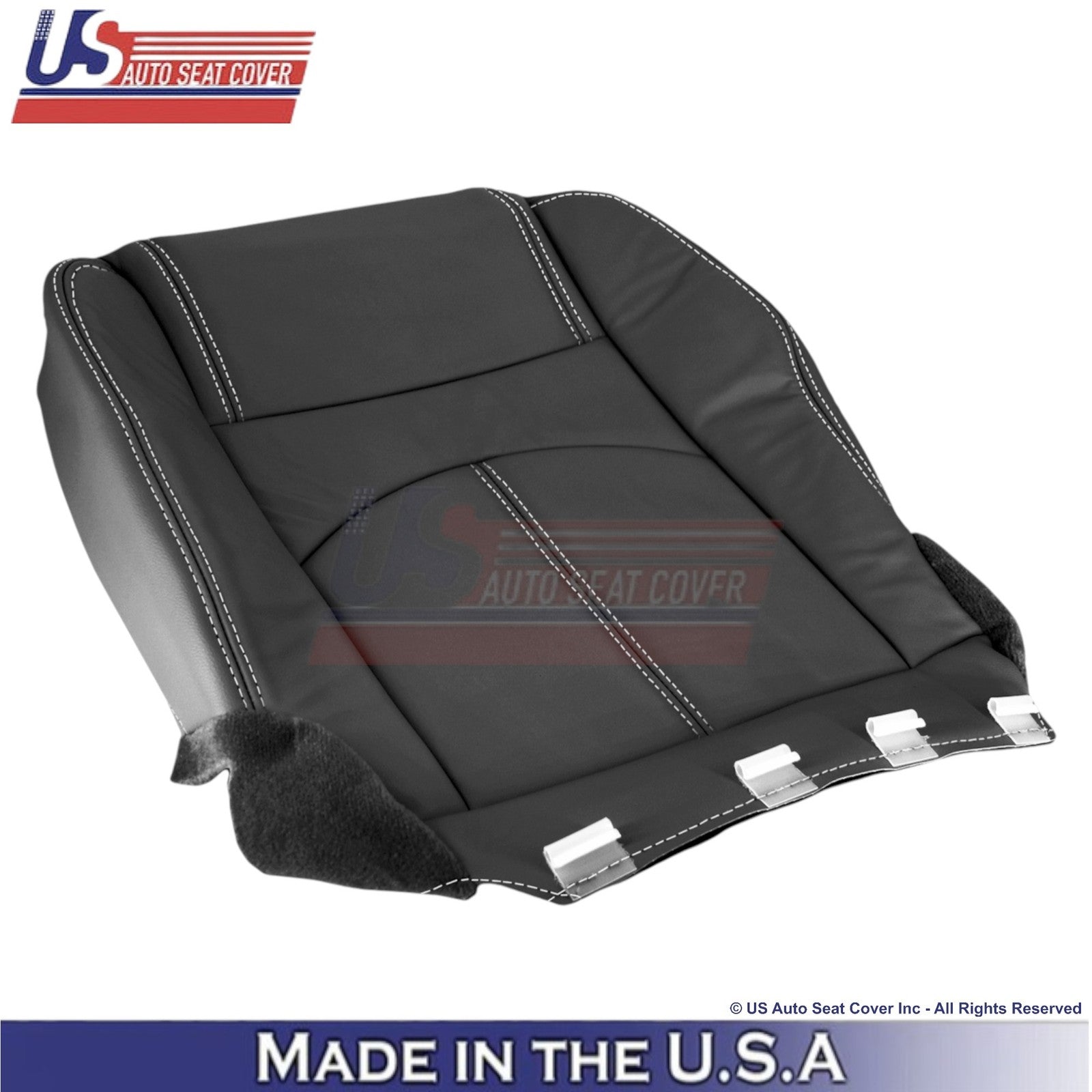 2013-2017 Fits Chevy Traverse Genuine Leather Front Seat Covers Ebony-White Stch