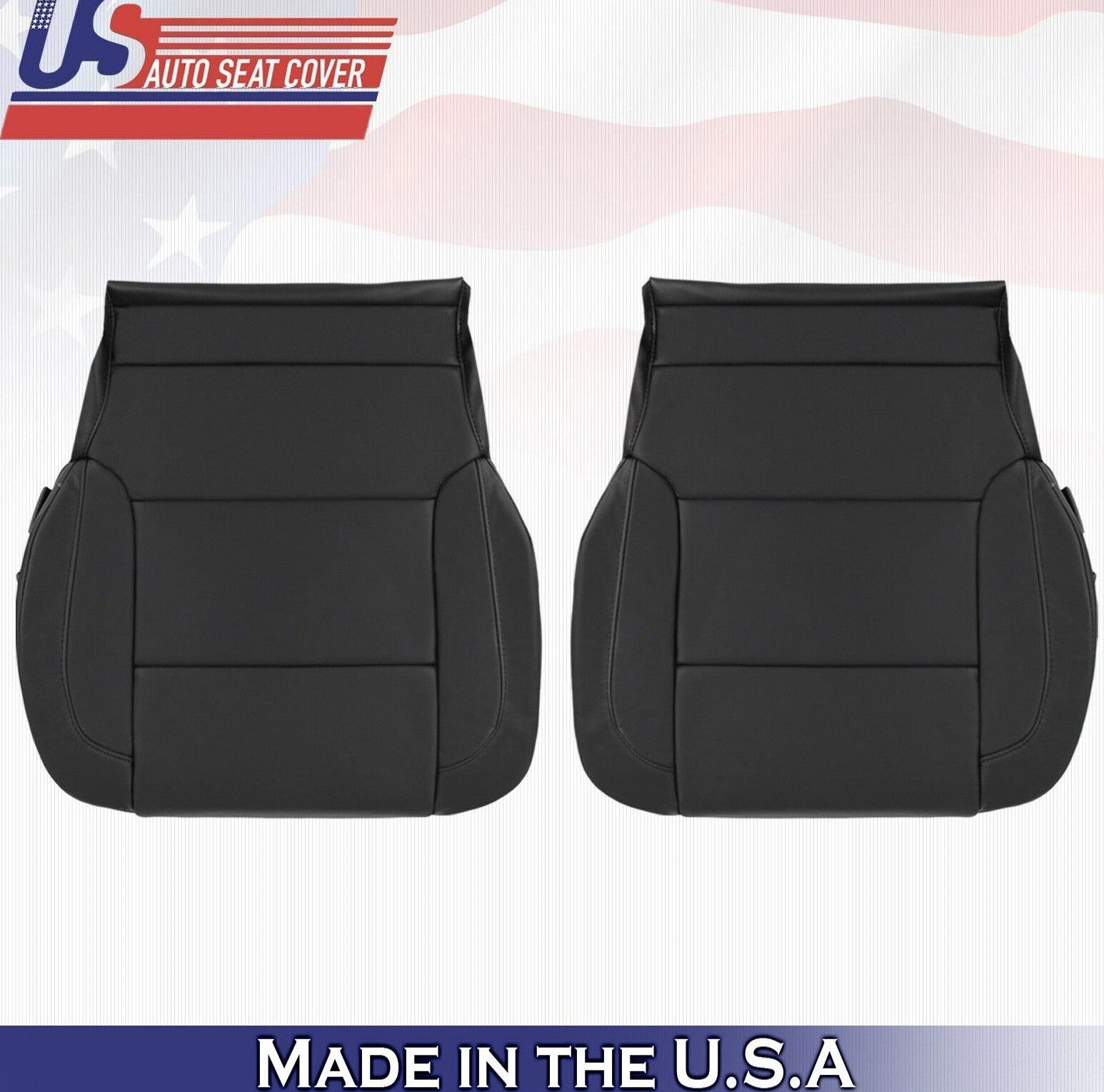 2017 2018 For Chevy Tahoe Driver & Passenger Bottom Leather Seat Covers Black
