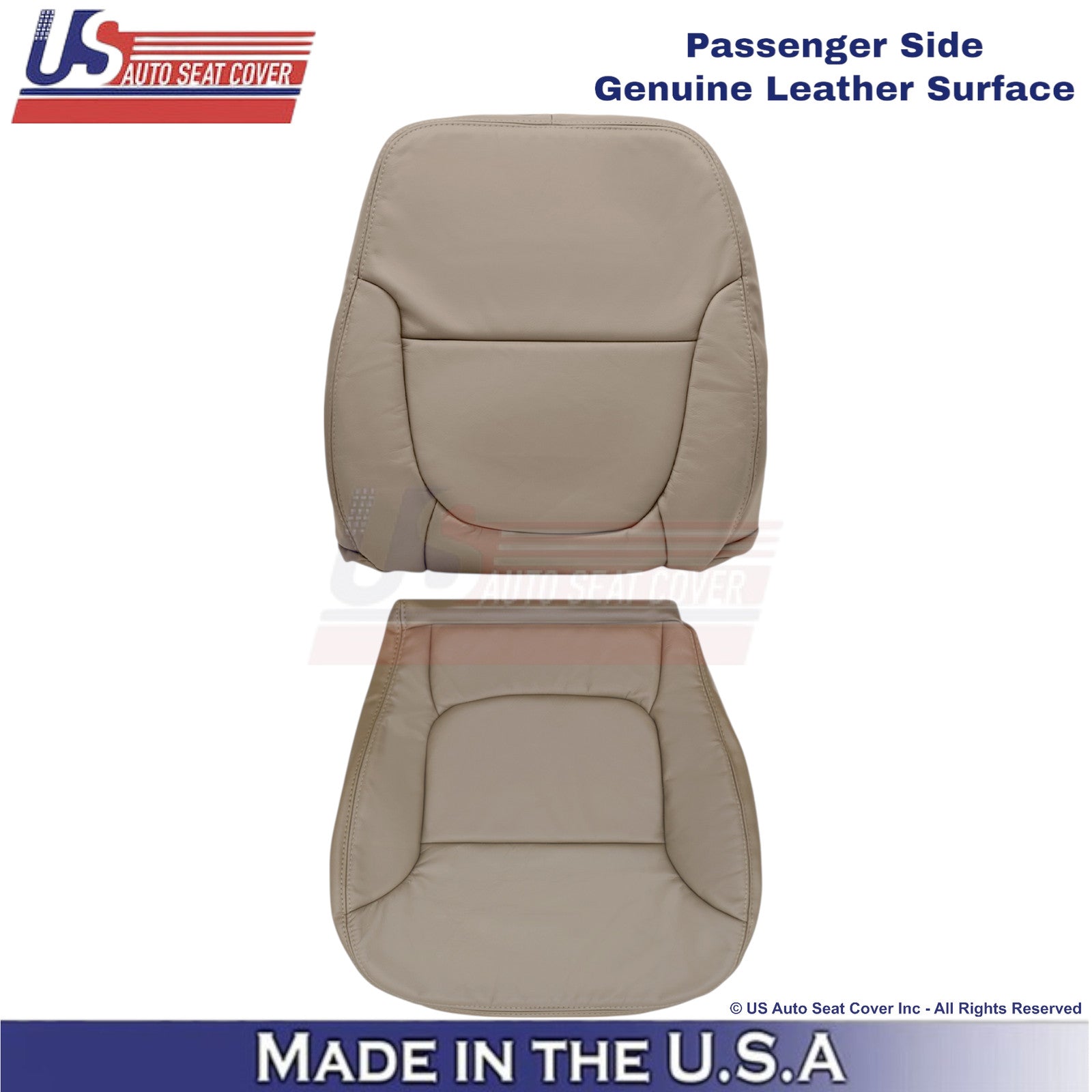 2001-2004 Fits Toyota Tundra Front Passenger Genuine Leather Seat Covers Oak