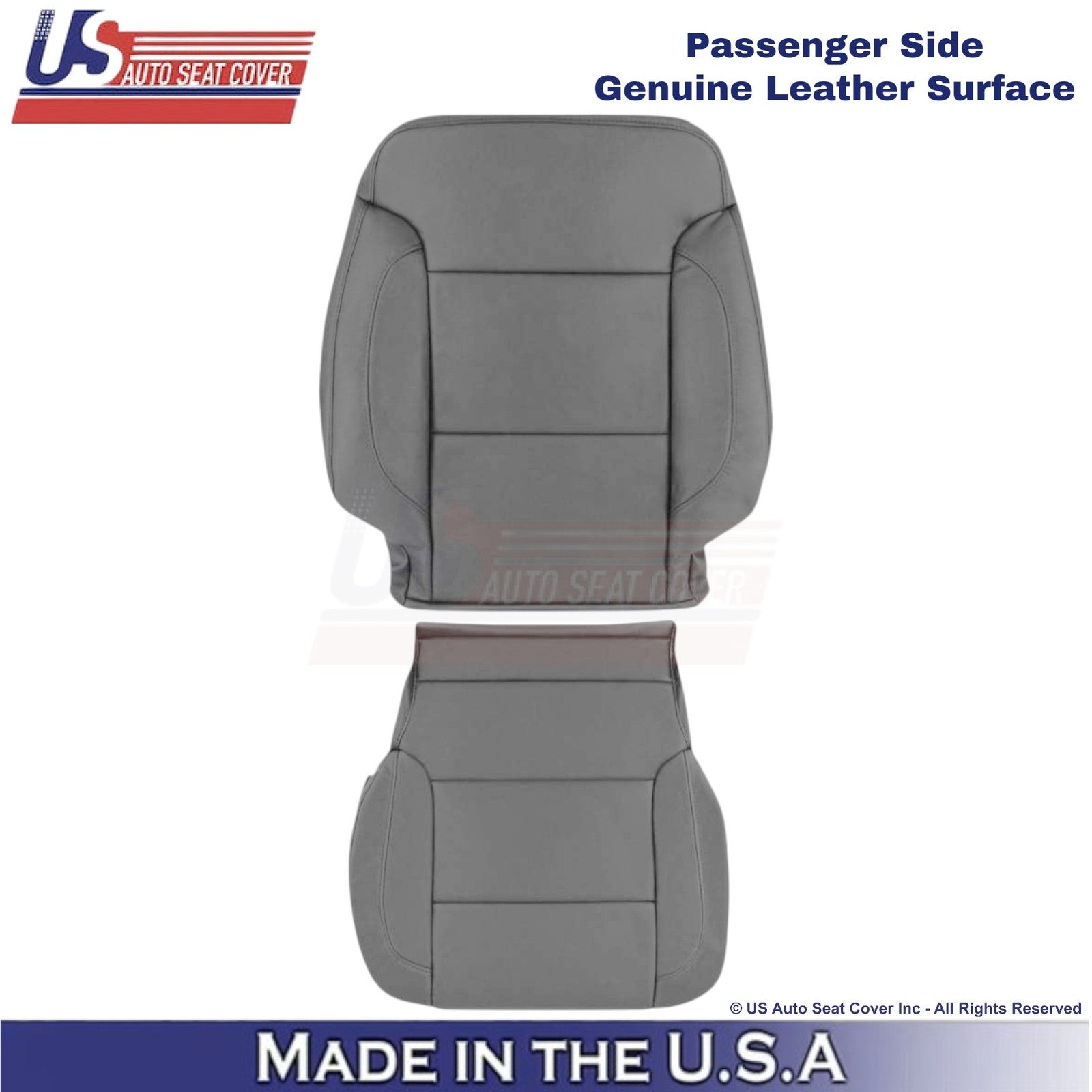 2014-2019 For Chevy Silverado 1500 LT Genuine Leather Passenger Side Covers Gray