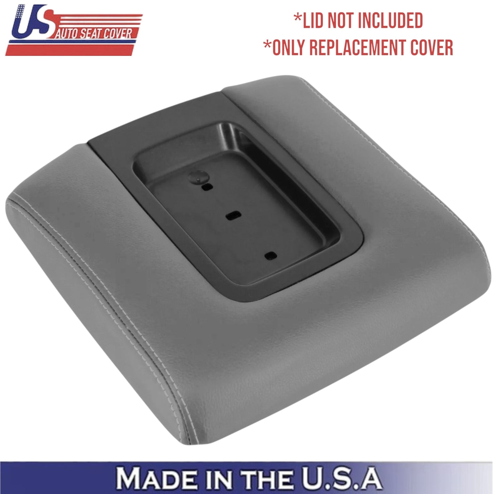 2014-2019 For Chevy Silverado Leatherette Center Console Lid Cover Dk Ash (Gray)