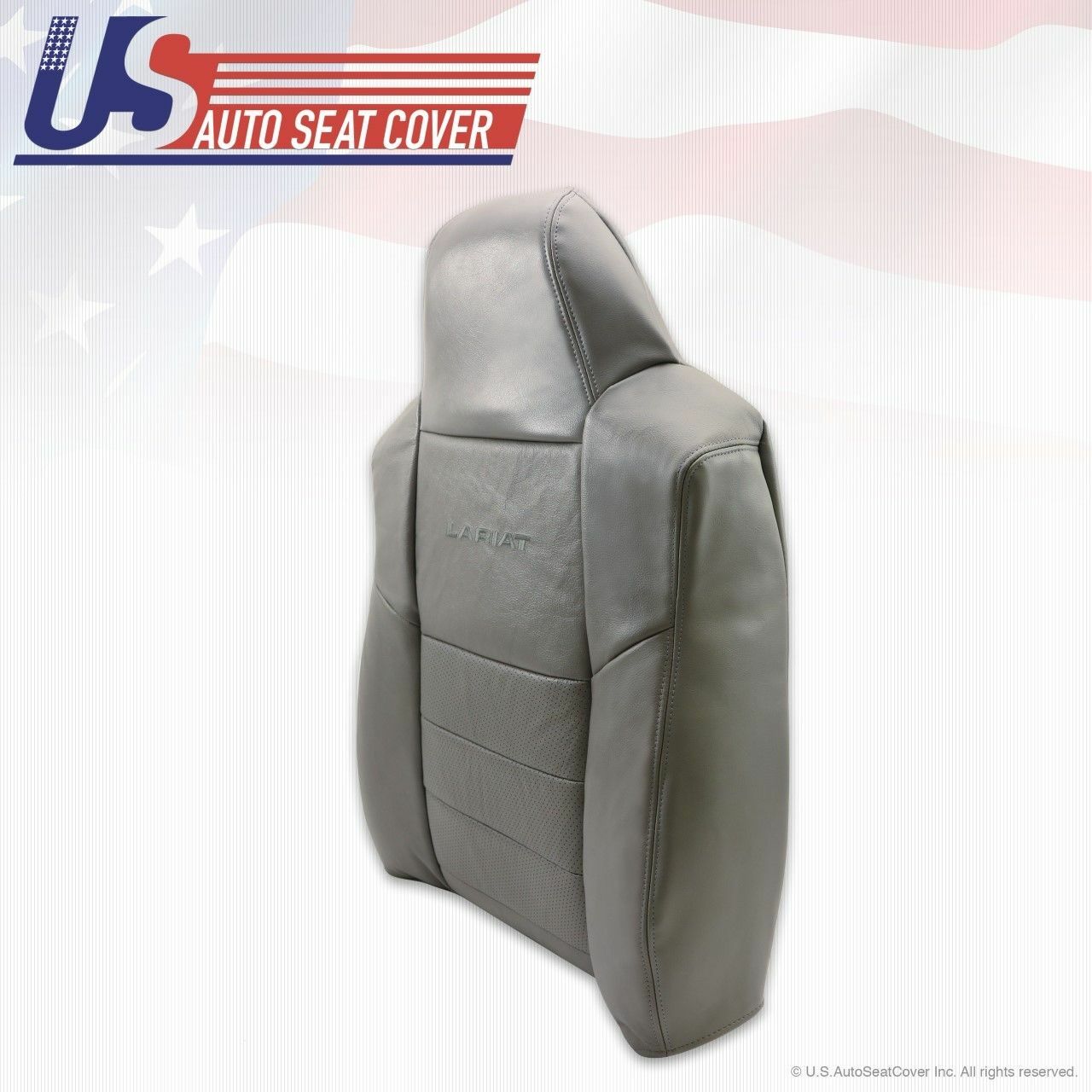 02 - 07 Ford F-250 F-350 Driver Top Lean Back perforated Leather Seat Cover Gray