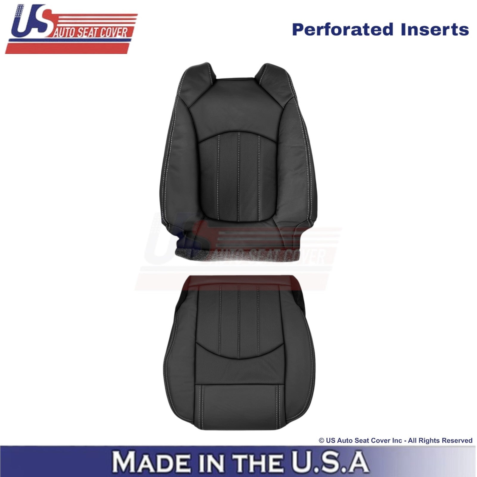 2013-2017 Fits Chevy Traverse Leatherette Perforated Front Seat Covers Ebony