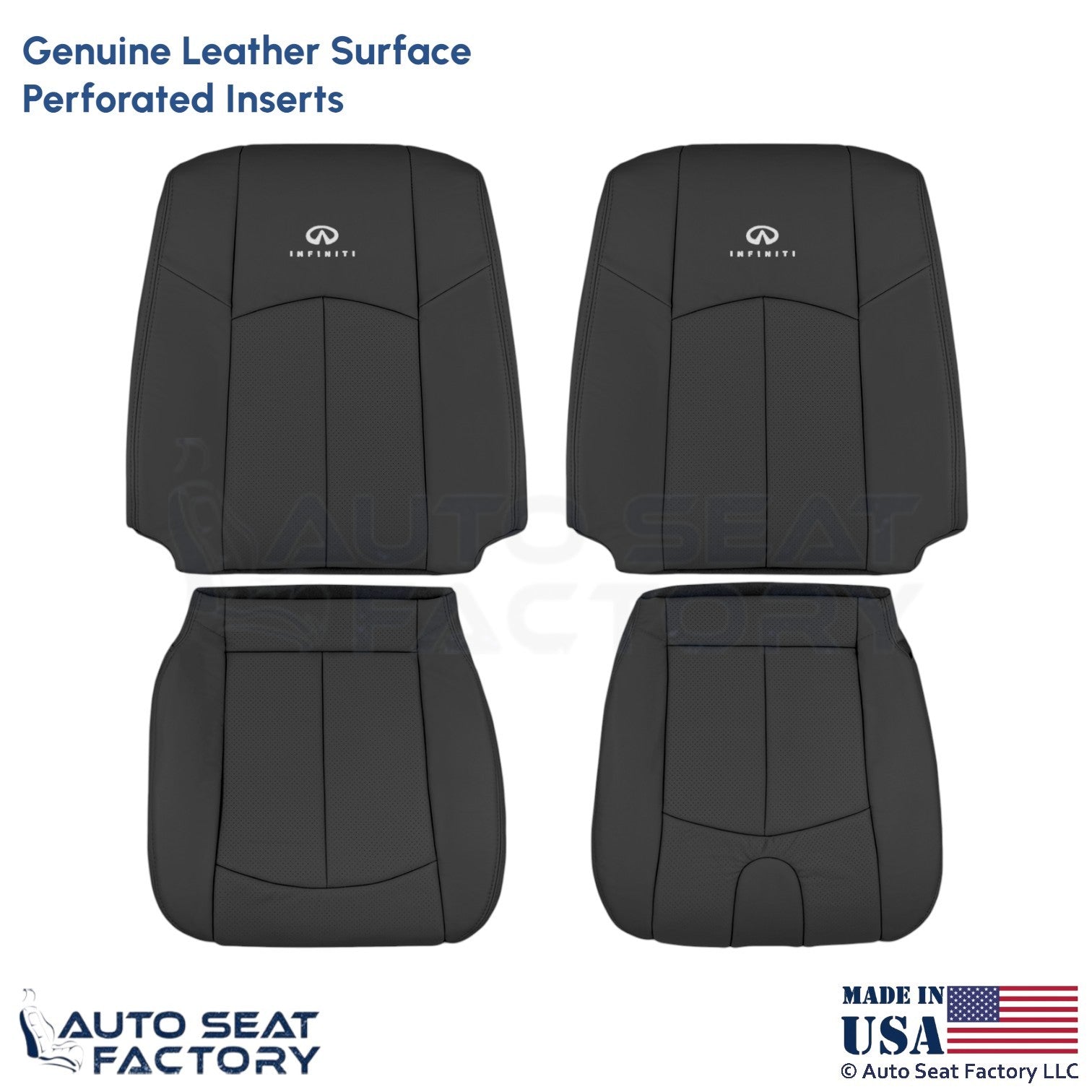 2009-2013 For Infiniti G37 Genuine Leather Front Replacement Covers Graphite