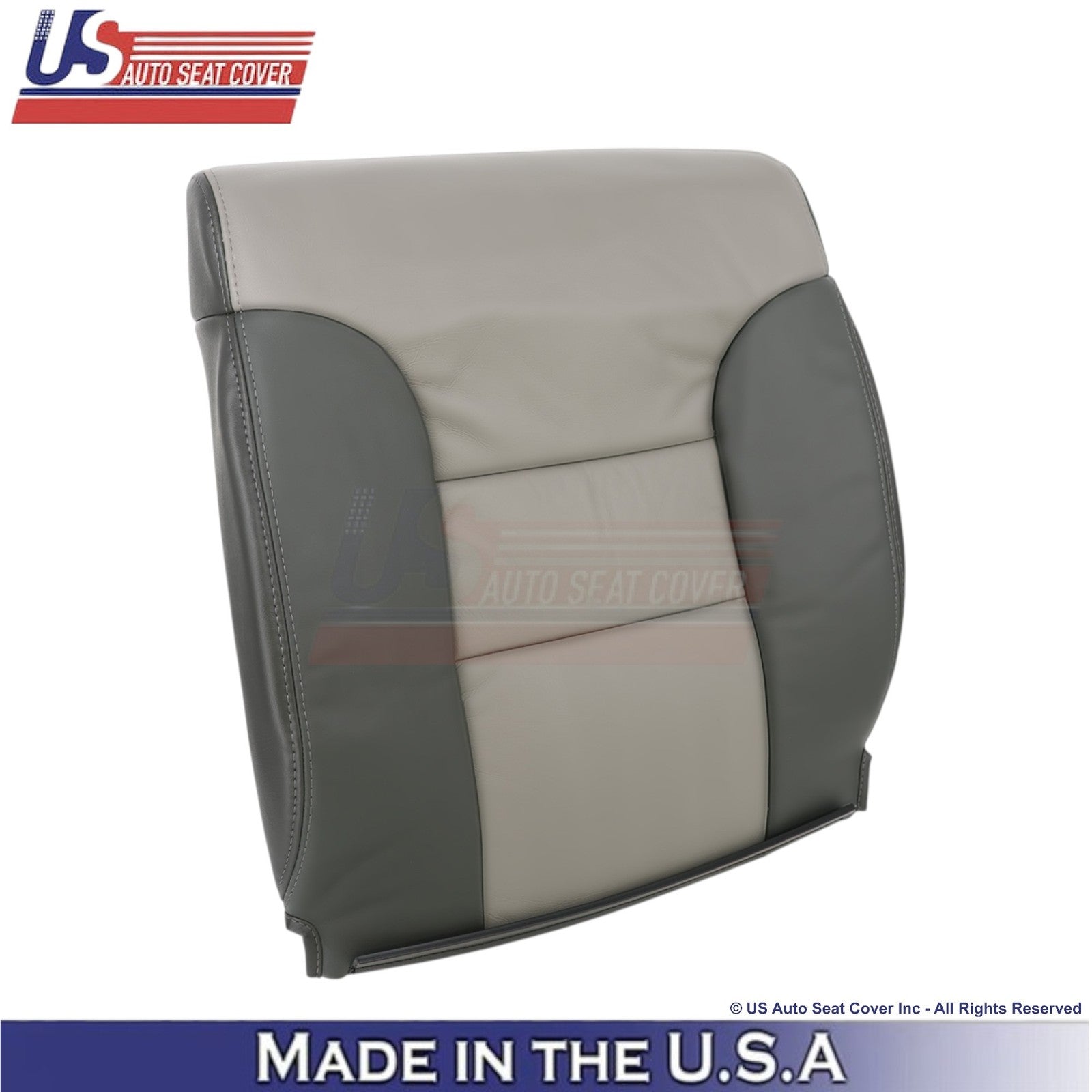 1999-2000 For Chevy Tahoe-Silverado Genuine Leather Rear Bench Covers 2Tone Gray