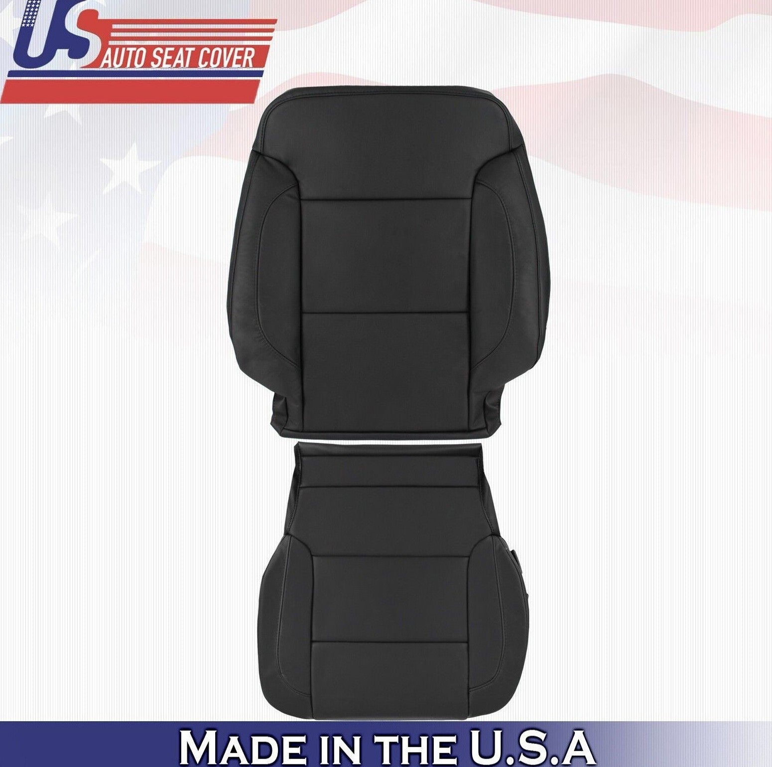 2015 2016 2017 For Chevy Suburban Driver Top & Bottom Leather Seat Covers Black