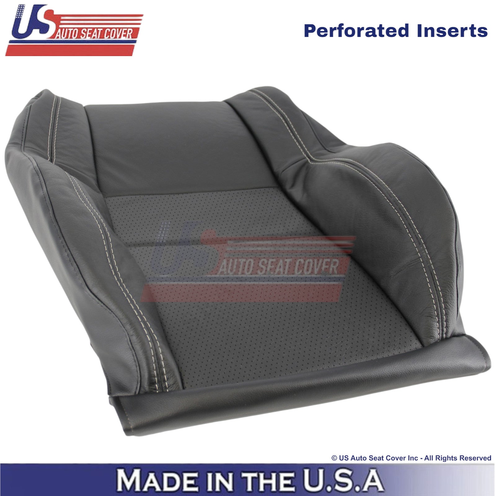 2011-2025 For Dodge Durango Genuine Leather Passenger Covers Black-White Stitch