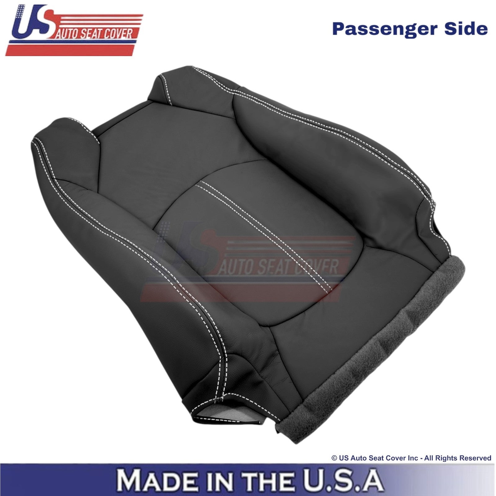2013-2017 Fits Chevy Traverse Leatherette Passenger Top Cover Ebony-White Stitch