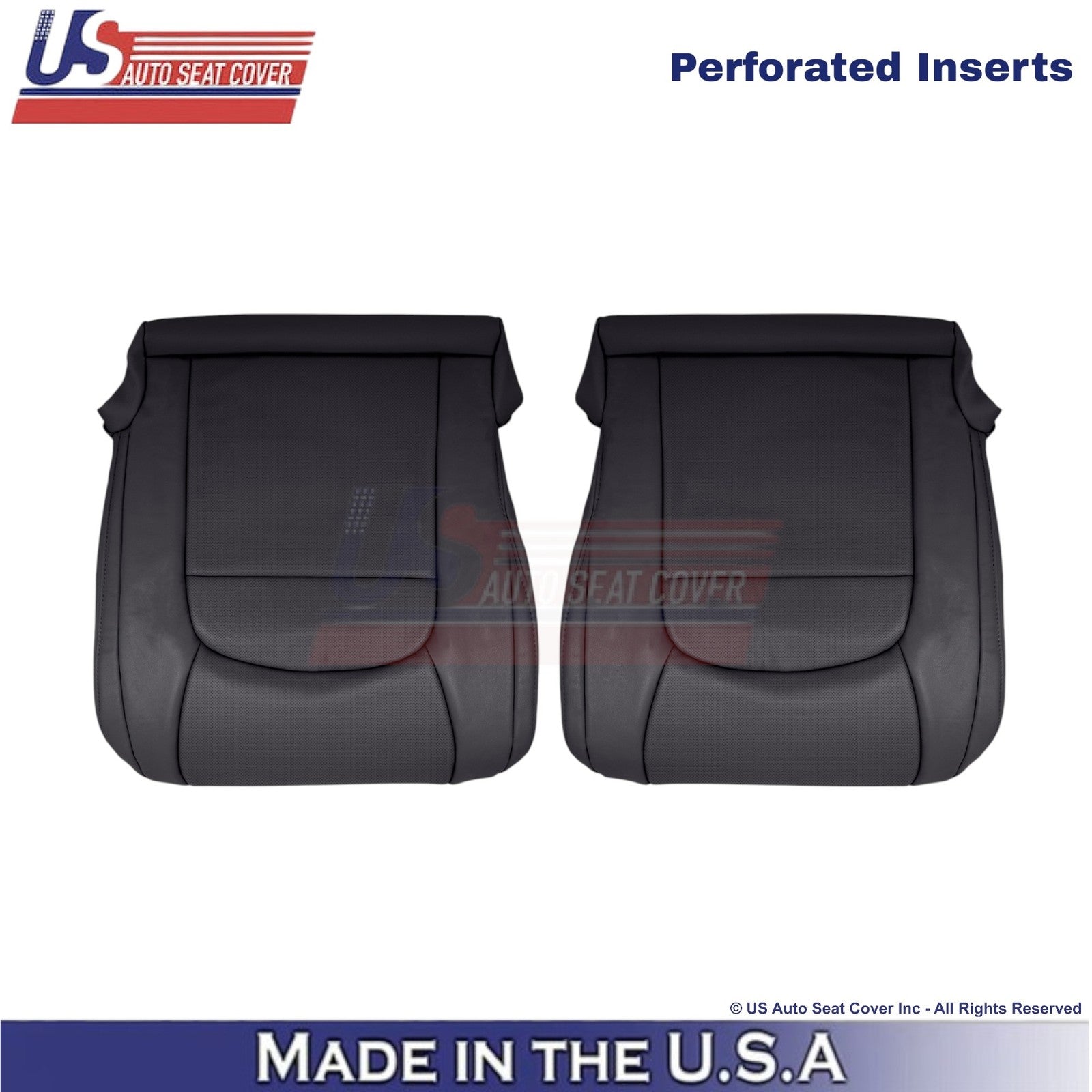 2008-2021 For Toyota Land Cruiser Leatherette Perf. Front Bottom Covers Black