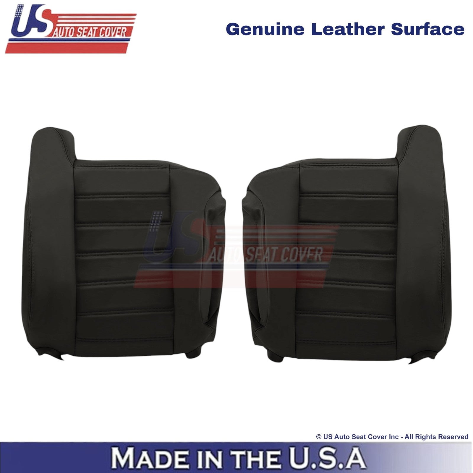 2003-2007 For Hummer H2 Genuine Leather Front Top Replacement Covers Ebony Black