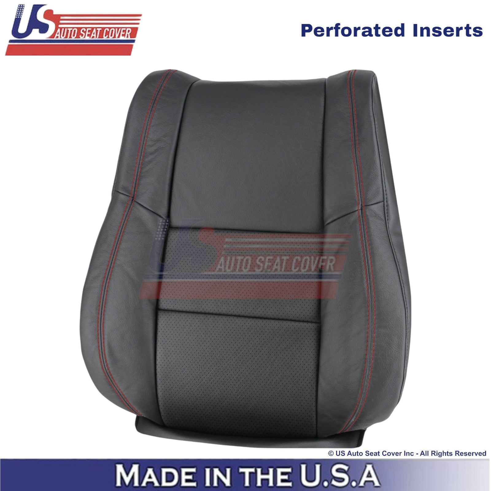 2011-2025 For Dodge Durango Genuine Leather Driver Covers Black w/ Red Stitch