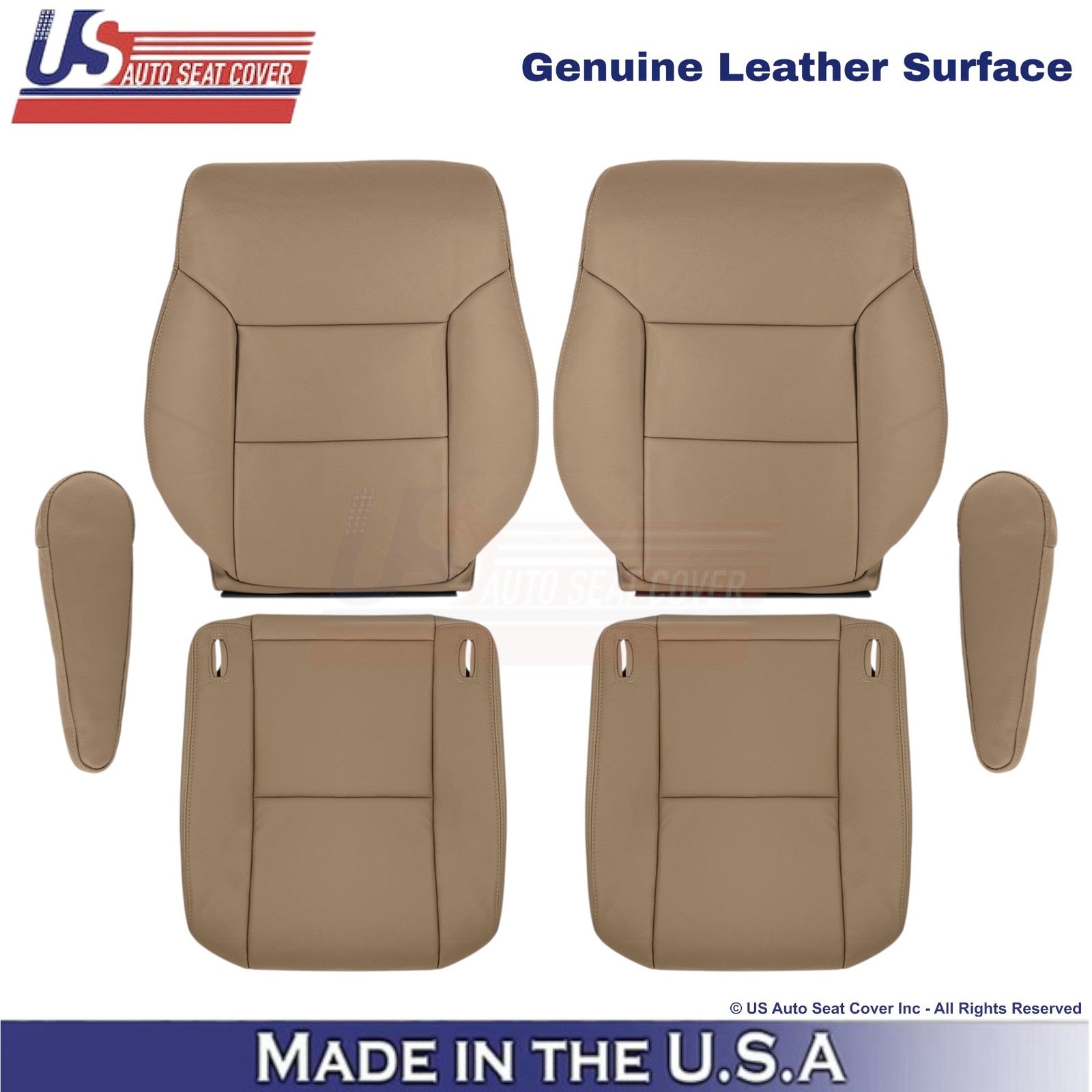 1998-2003 Fits Toyota Sienna Genuine Leather Front Replacement Covers Dark Oak
