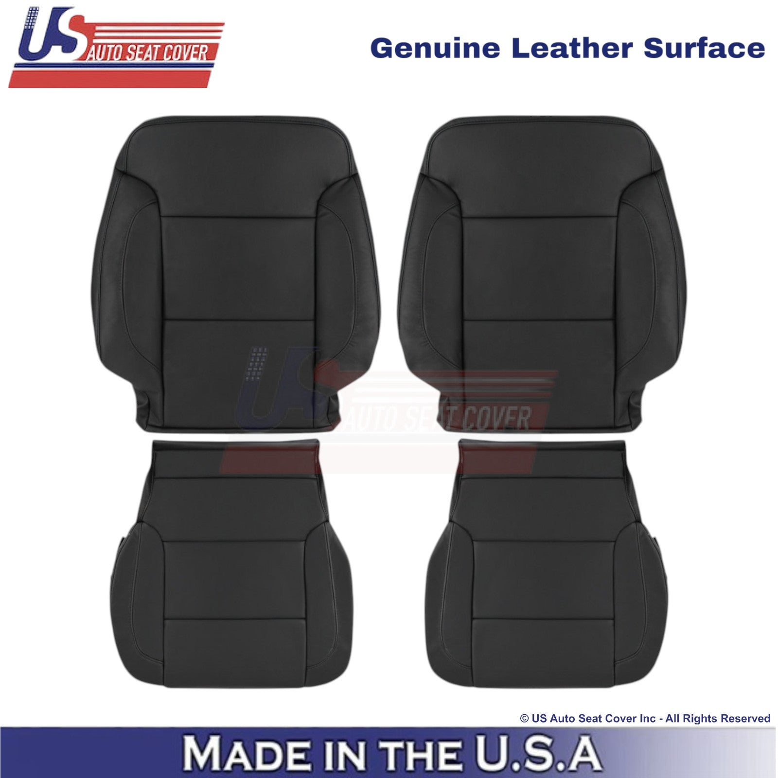 2015-2020 For Chevy Tahoe Genuine Leather Front Replacement Covers Jet Black