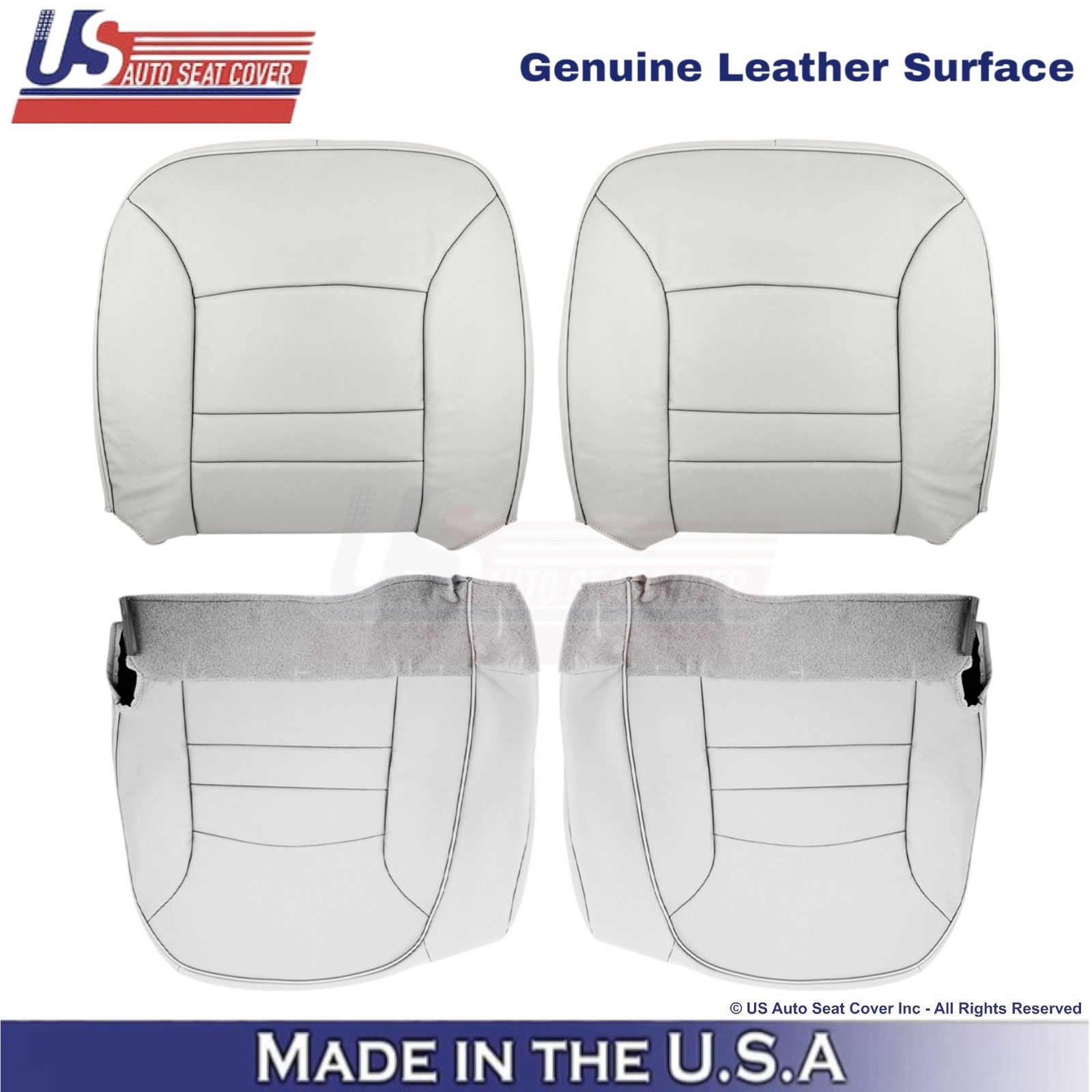 1998-2002 For Ford Crown Victoria Genuine Leather Front Replacement Covers White