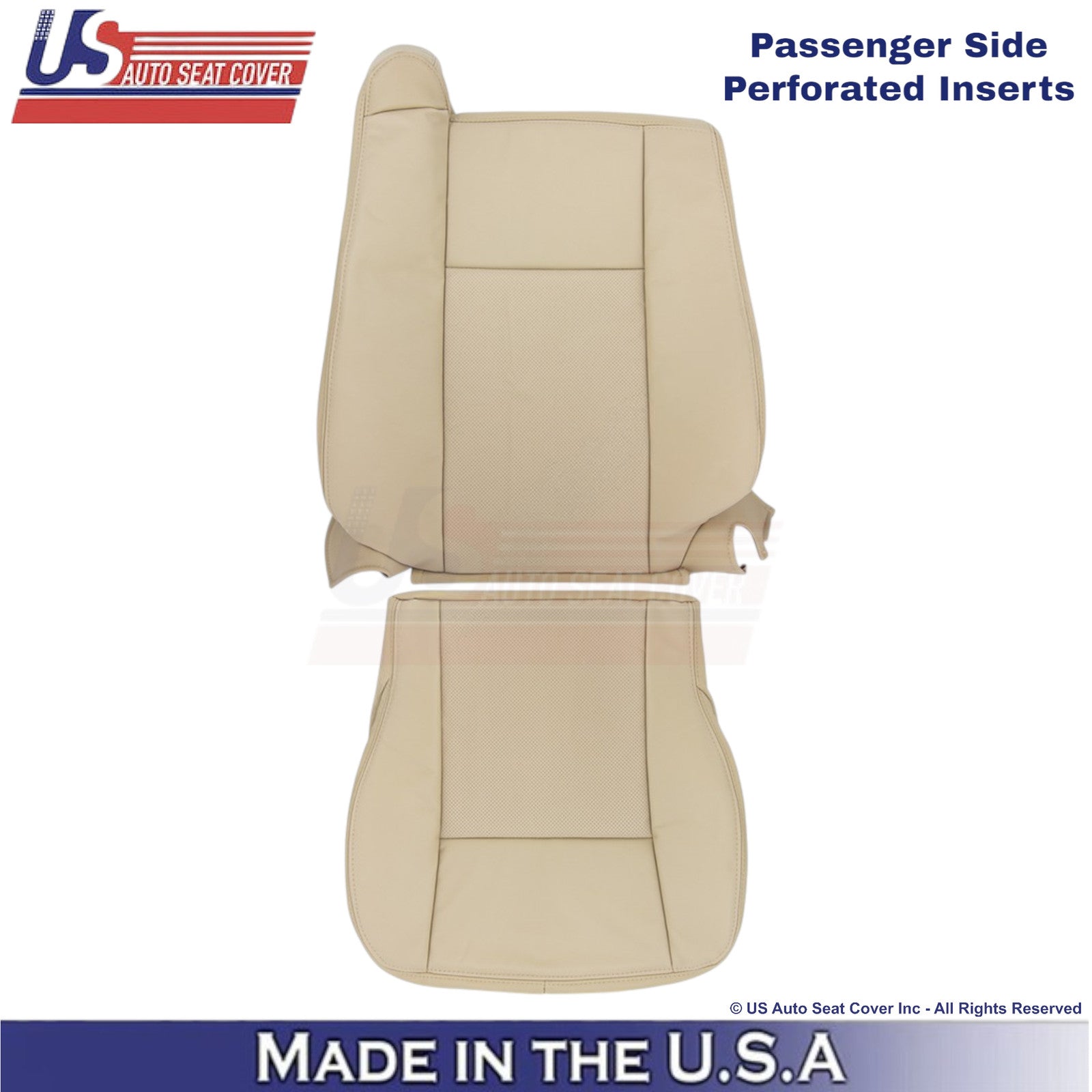 2003-2007 Fits Cadillac CTS Passenger Top & Bottom Replacement Seat Covers Tan