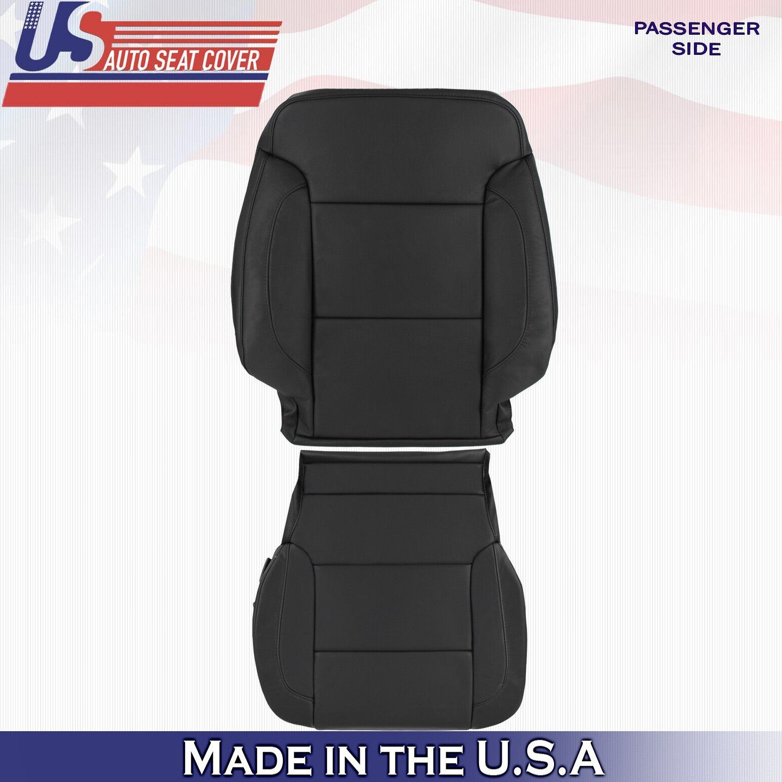 2016 2017 For Chevy Silverado 1500 Passenger Top Bottom Leather Seat Covers BLK