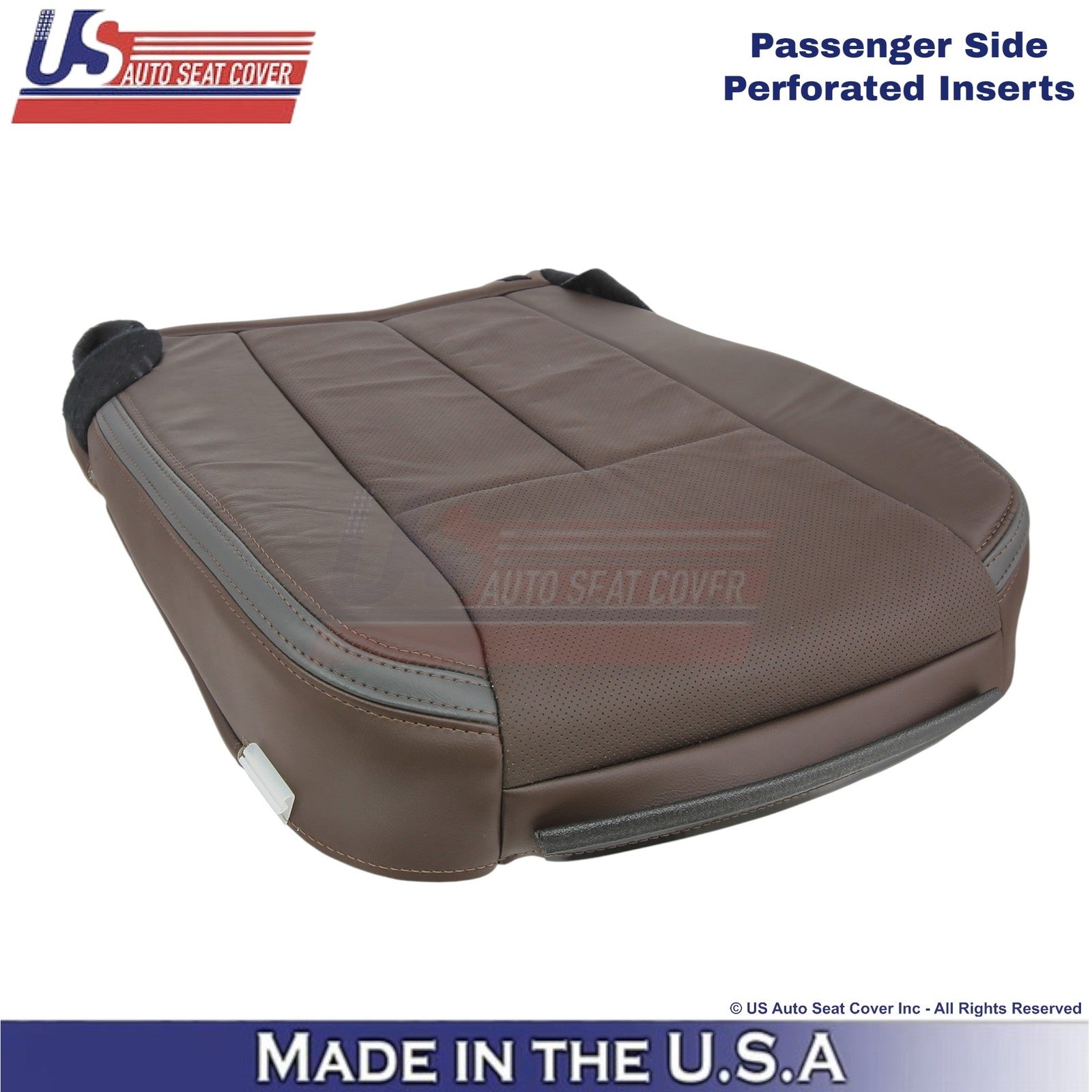 2015-2017 For Ford Expedition Platinum Leather Passenger Bottom Seat Cover Brown