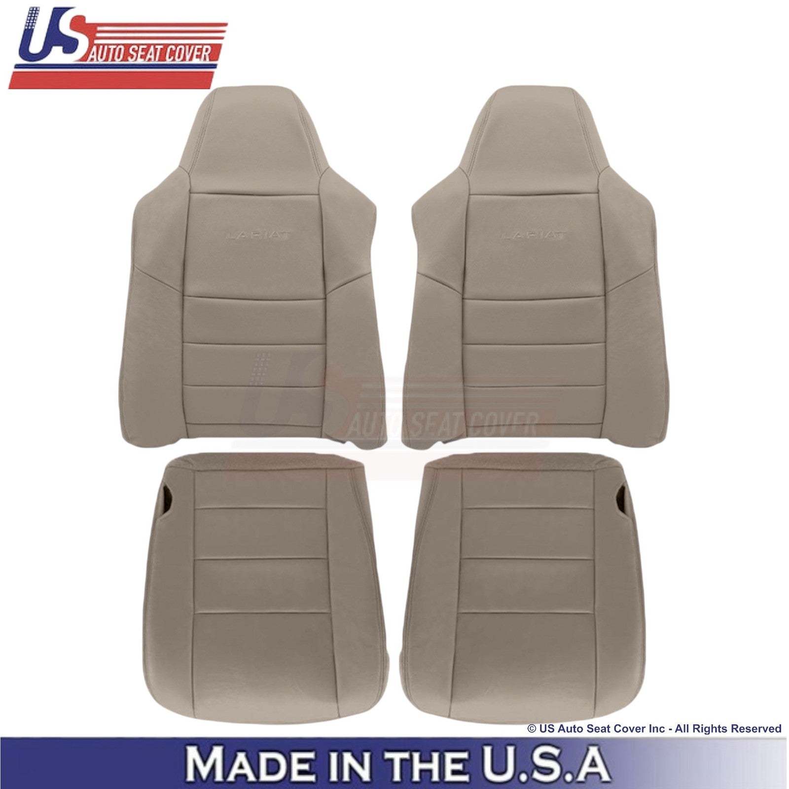 2003-2004 For Ford F250 F350 Lariat Leatherette Front OEM Replacement Covers Tan