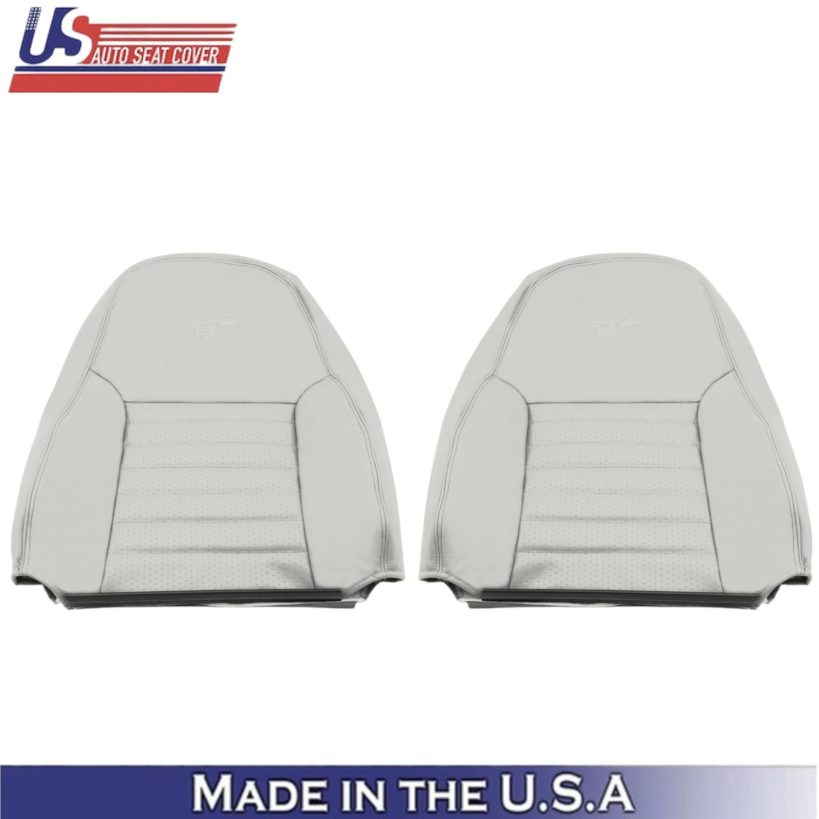 1999-2004 For Ford Mustang GT Genuine Leather Front Top Seat Covers Oxford White