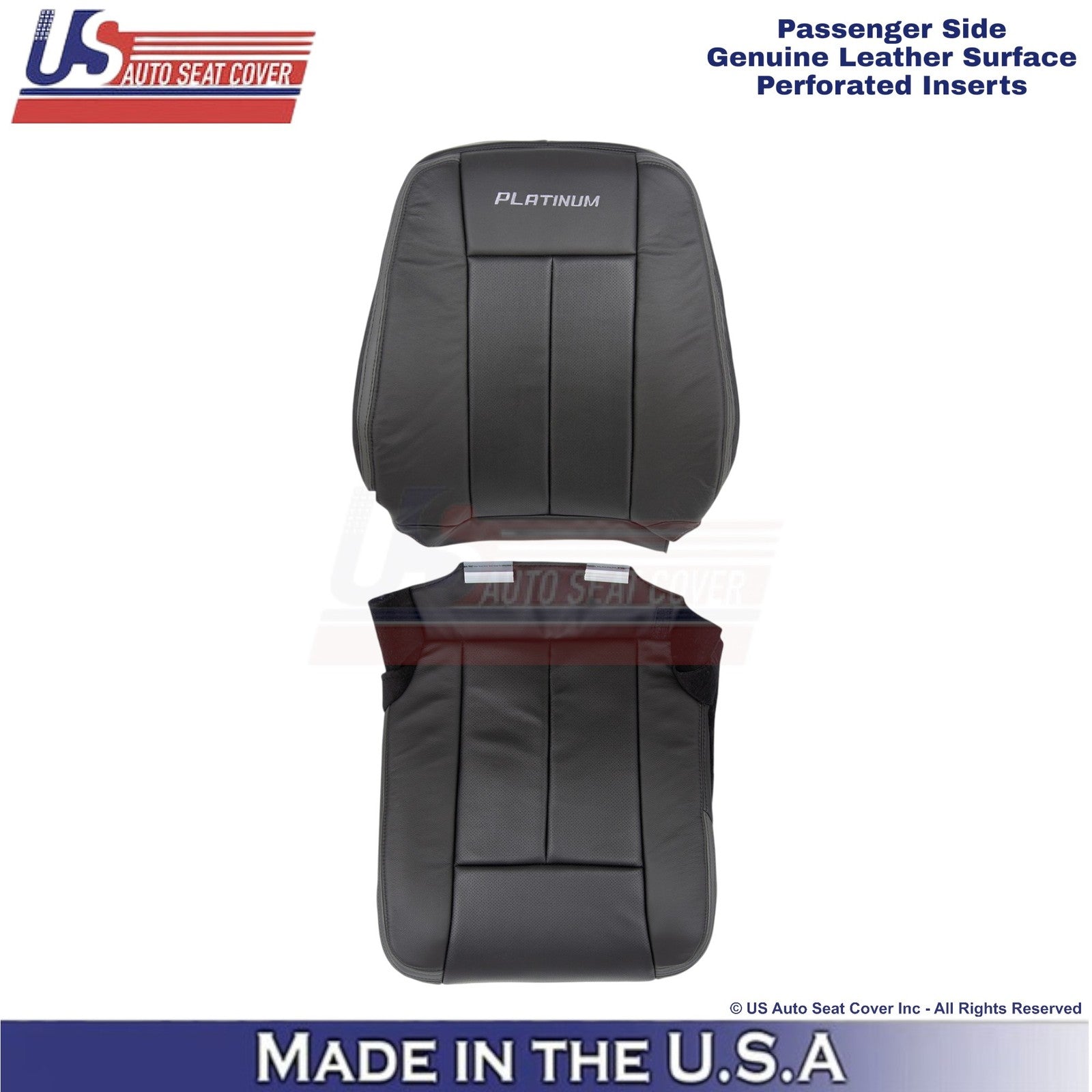 2015-17 For Ford Expedition Platinum Genuine Leather Passenger Side Covers Ebony