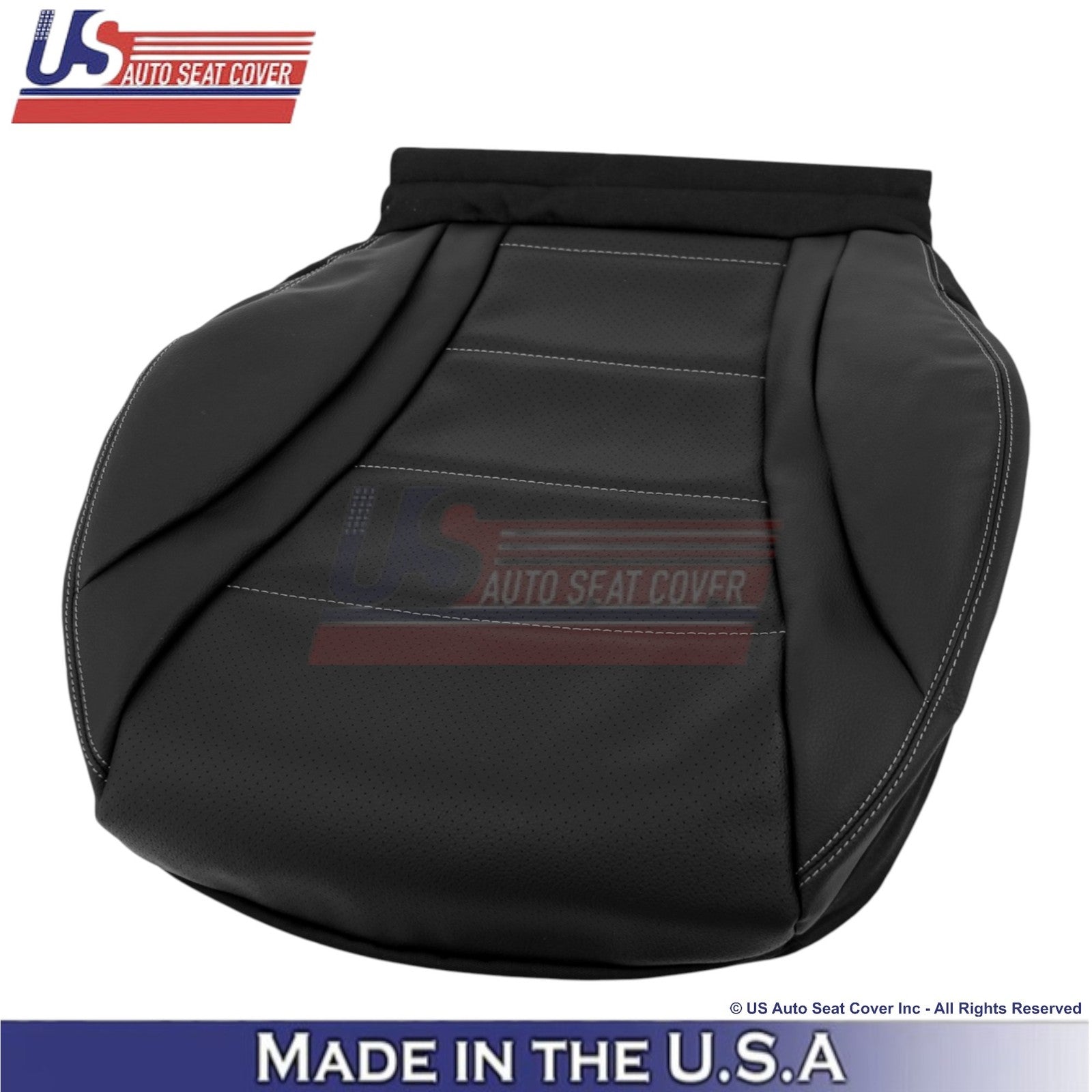 16-21 For Mercedes Benz GLC Class Leather Passenger Covers Black - White Stitch